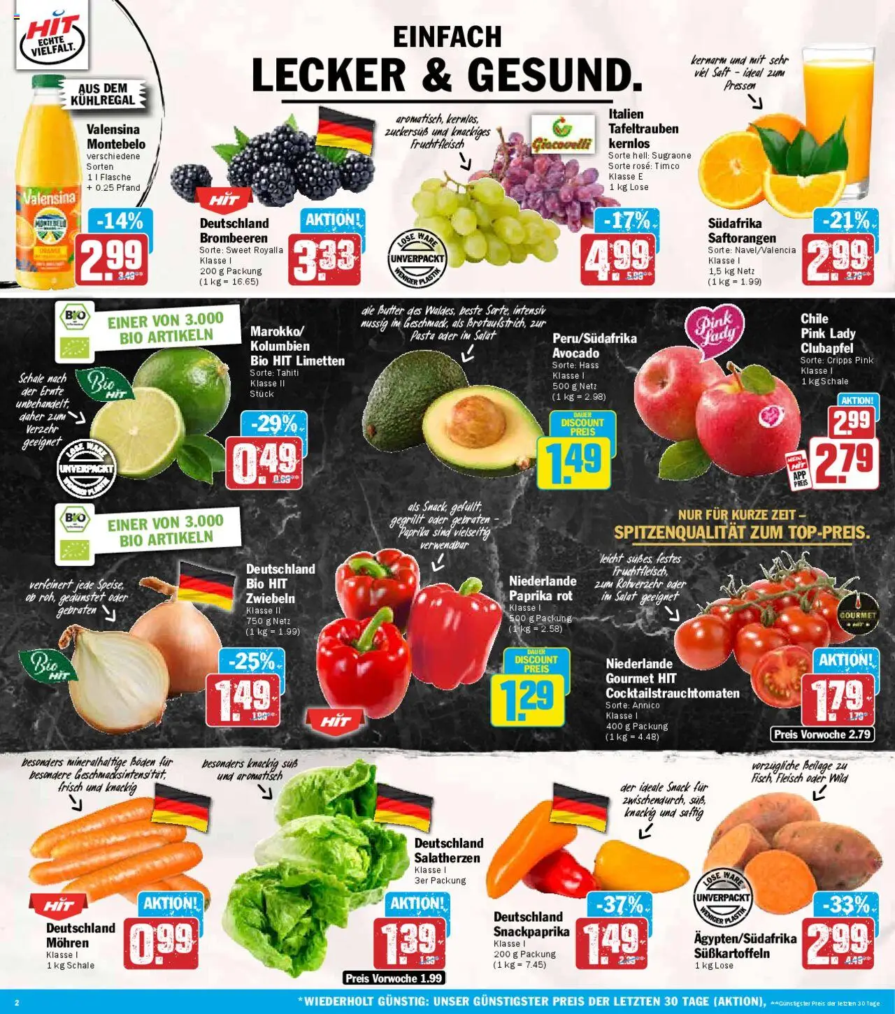 HIT Prospekt 	 - gültig ab dem 25.08.2025 | Seite: 2 | Produkte: Mohren, Valensina, Saft, Fleisch