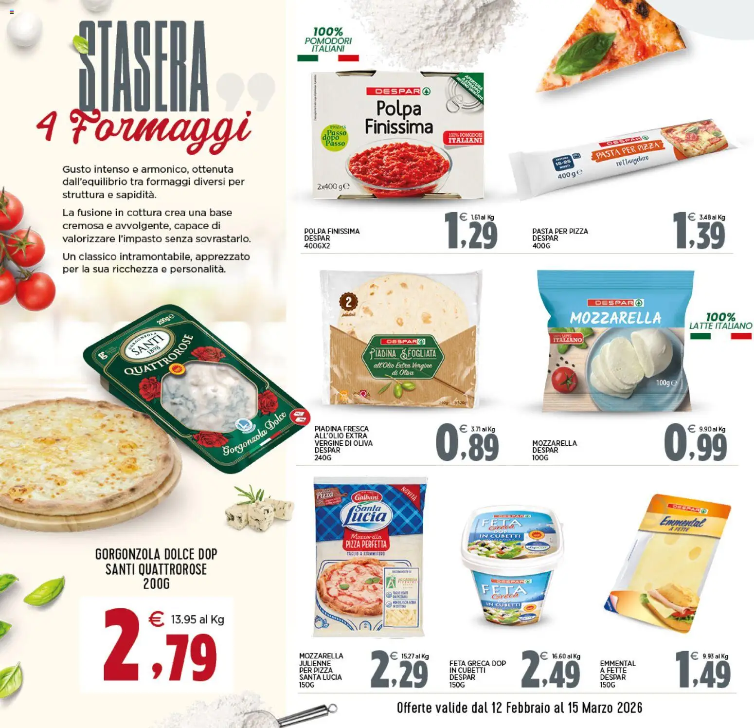 Volantino Interspar del 12.02.2026 | Pagina: 8 | Prodotti: Pizza, Mozzarella, Latte, Pasta