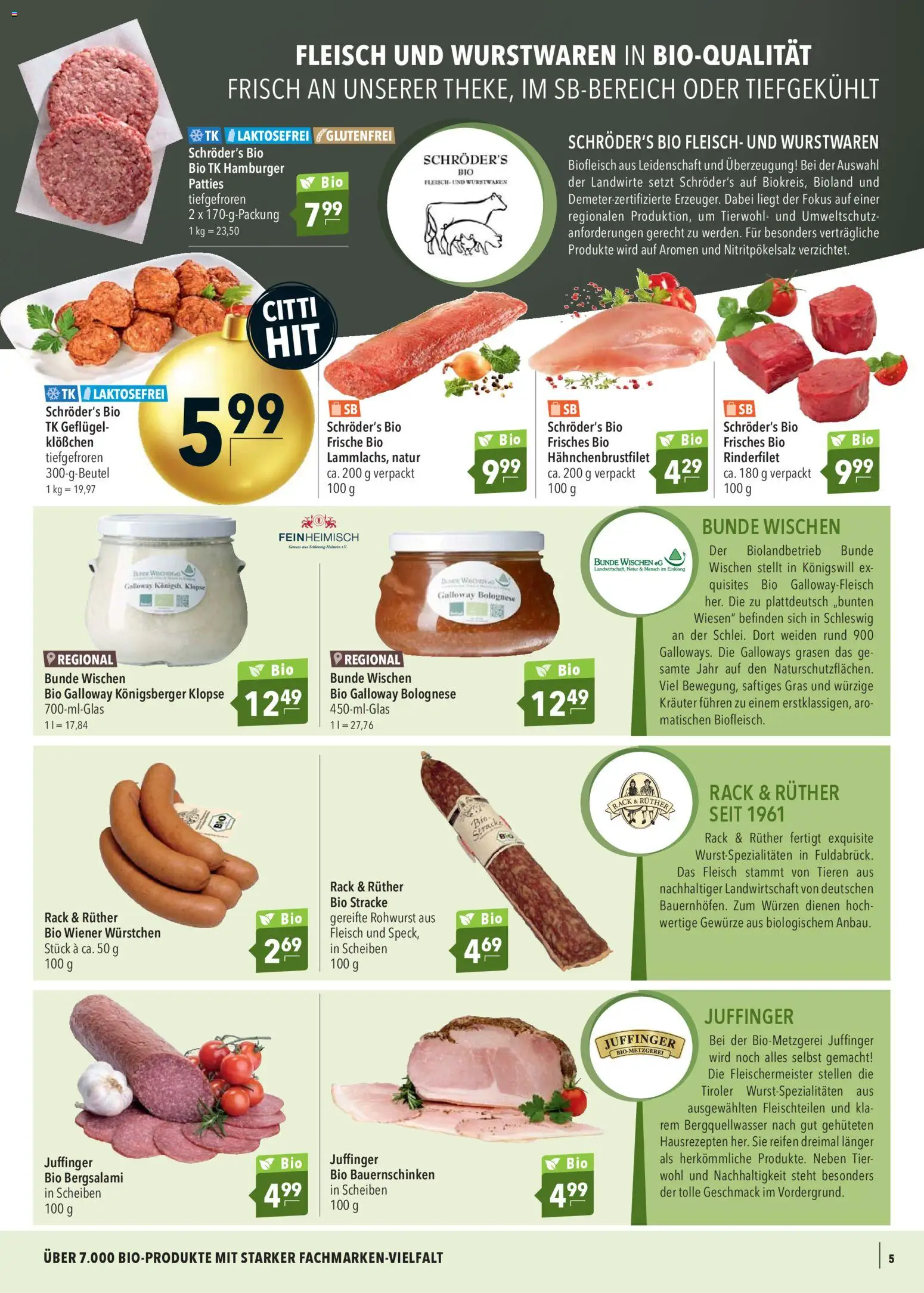 CITTI Markt Bio logisch! – gültig ab 03.12.2025 | Seite: 5 | Produkte: Wiener wurstchen, Rinderfilet, Gewürze, Fleisch