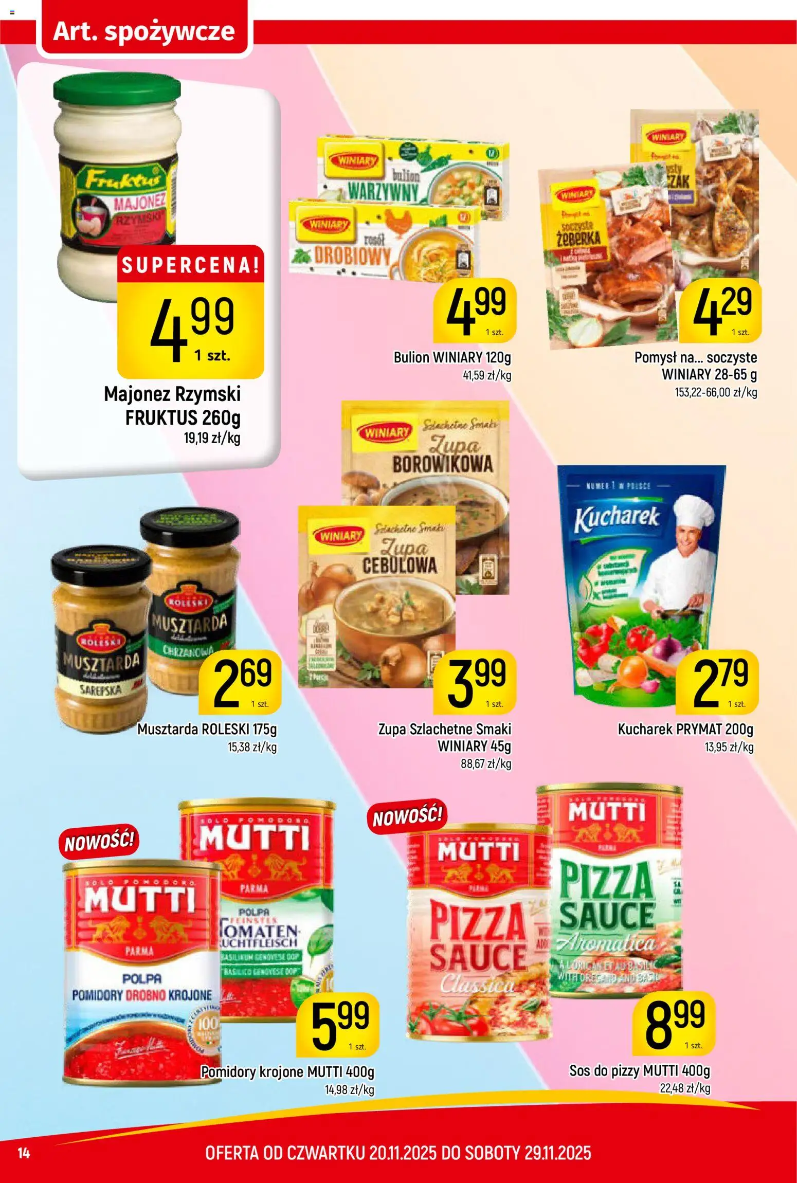 Piotruś Pan Gazetka od 20.11.2025 | Strona: 14 | Produkty: Sos do pizzy, Musztarda, Pizza, Sos