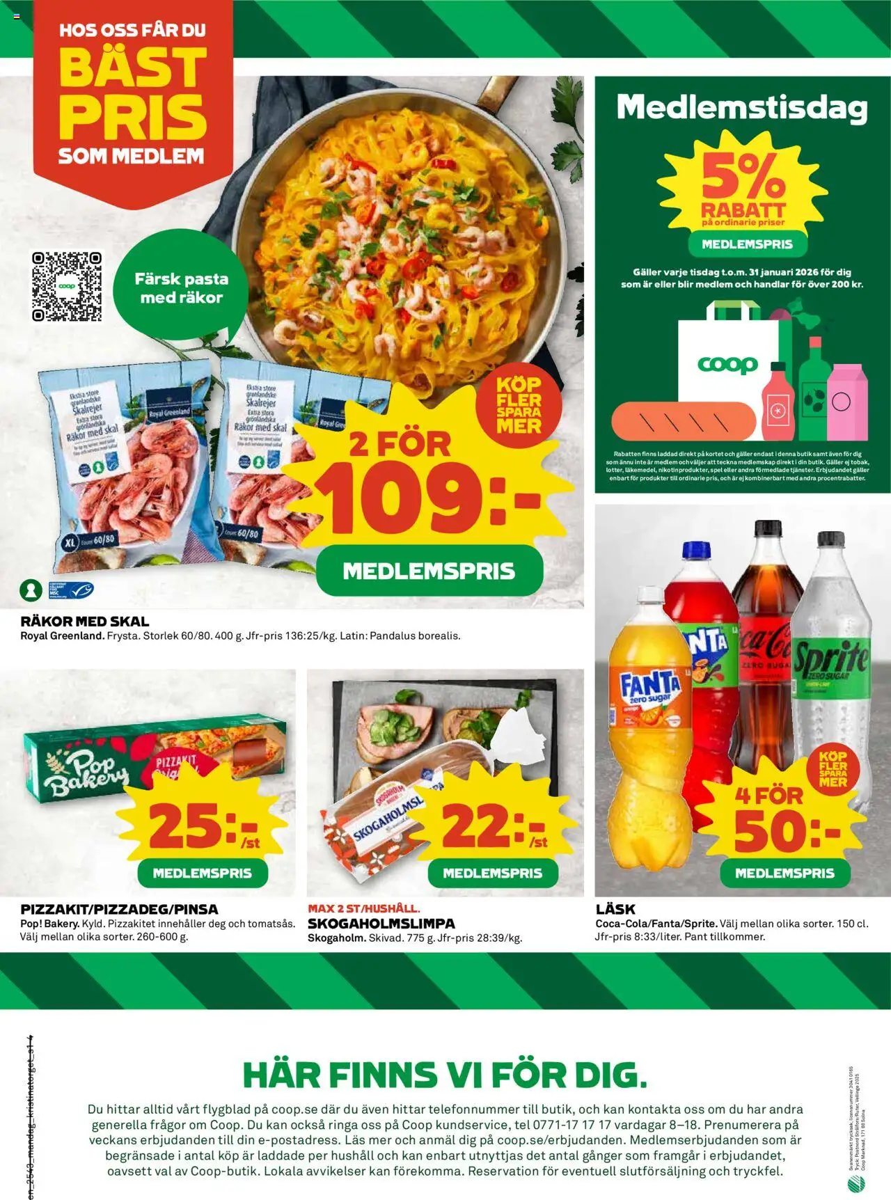 Coop reklamblad aktuell från 20.10.2025 | Sida: 4 | Produkter: Galler, Räkor, Pasta, Spel