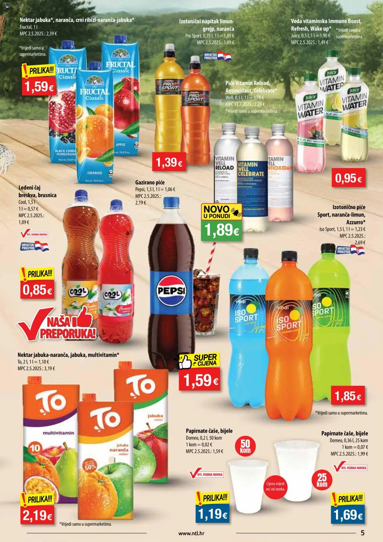 NTL katalog | vrijedi od 13.08.2025 | Stranica: 5 | Proizvodi: Ledeni čaj, Čaj, Voda, Limun