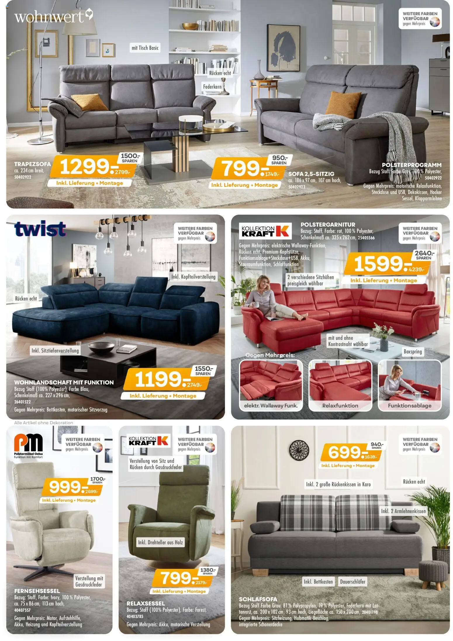 Möbel Kraft Herbst Spar Wochen – gültig ab 17.11.2025 | Seite: 2 | Produkte: Hocker, Relaxsessel, Fernsehsessel, Steckdose