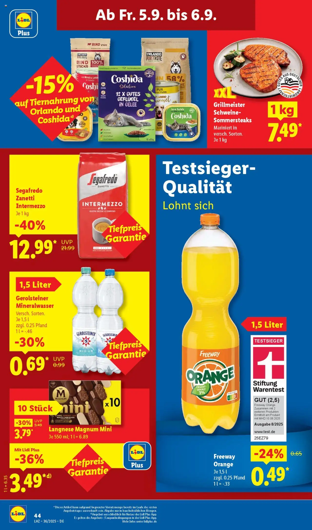 Lidl Prospekt 	 - gültig ab dem 01.09.2025 | Seite: 66 | Produkte: Langnese, Mineralwasser, Segafredo, Gerolsteiner