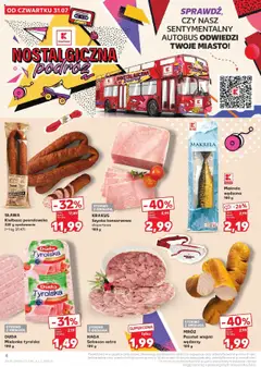 Kaufland gazetka od 31.07.2025 | Strona: 4 | Produkty: Kiełbasa, Mielonka tyrolska, Szynka, Makrela