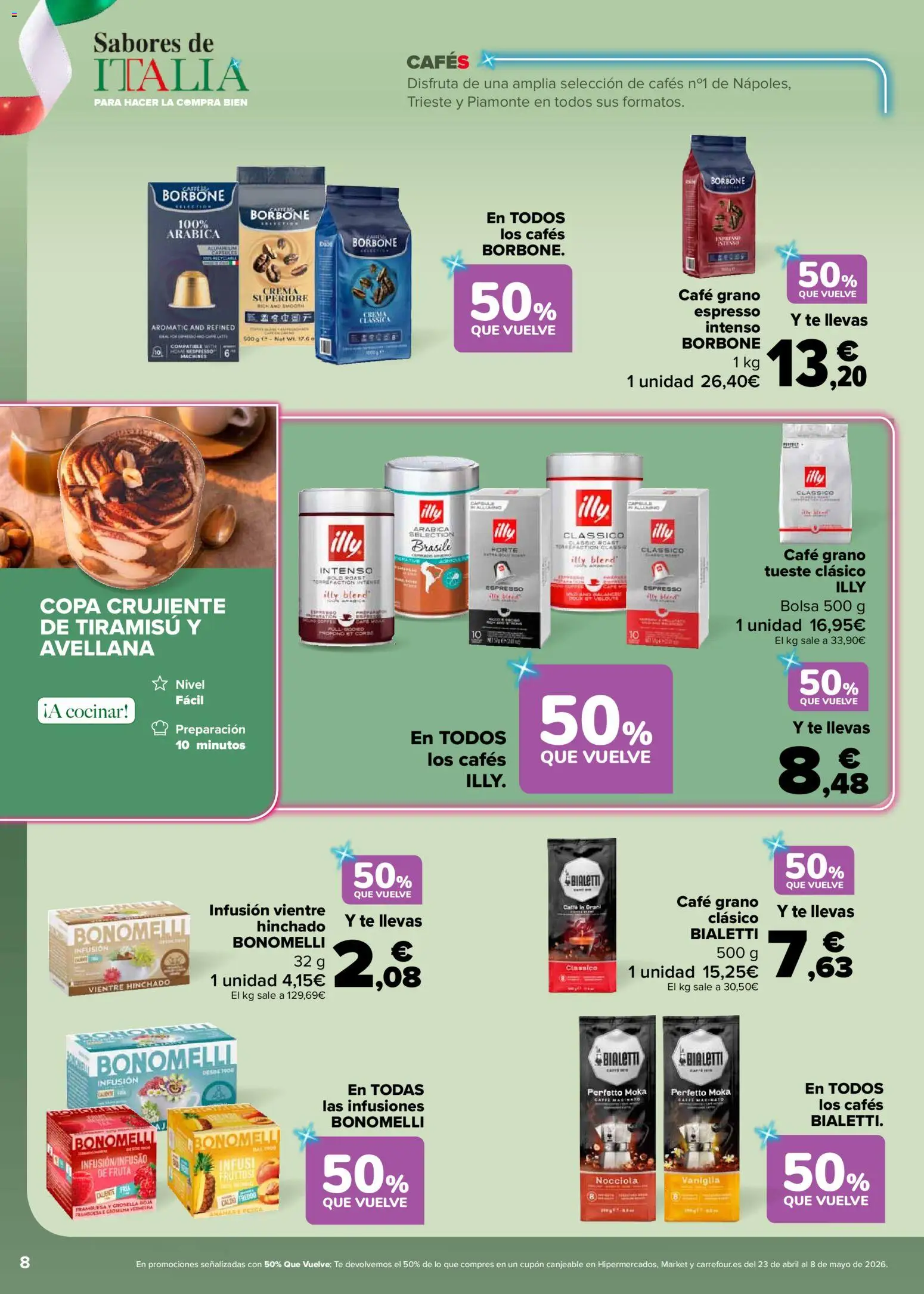 Carrefour Sabores de Italia │ válido desde el 07.04.2026 | Página: 8 | Productos: Café, Crema, Té, Bolsa