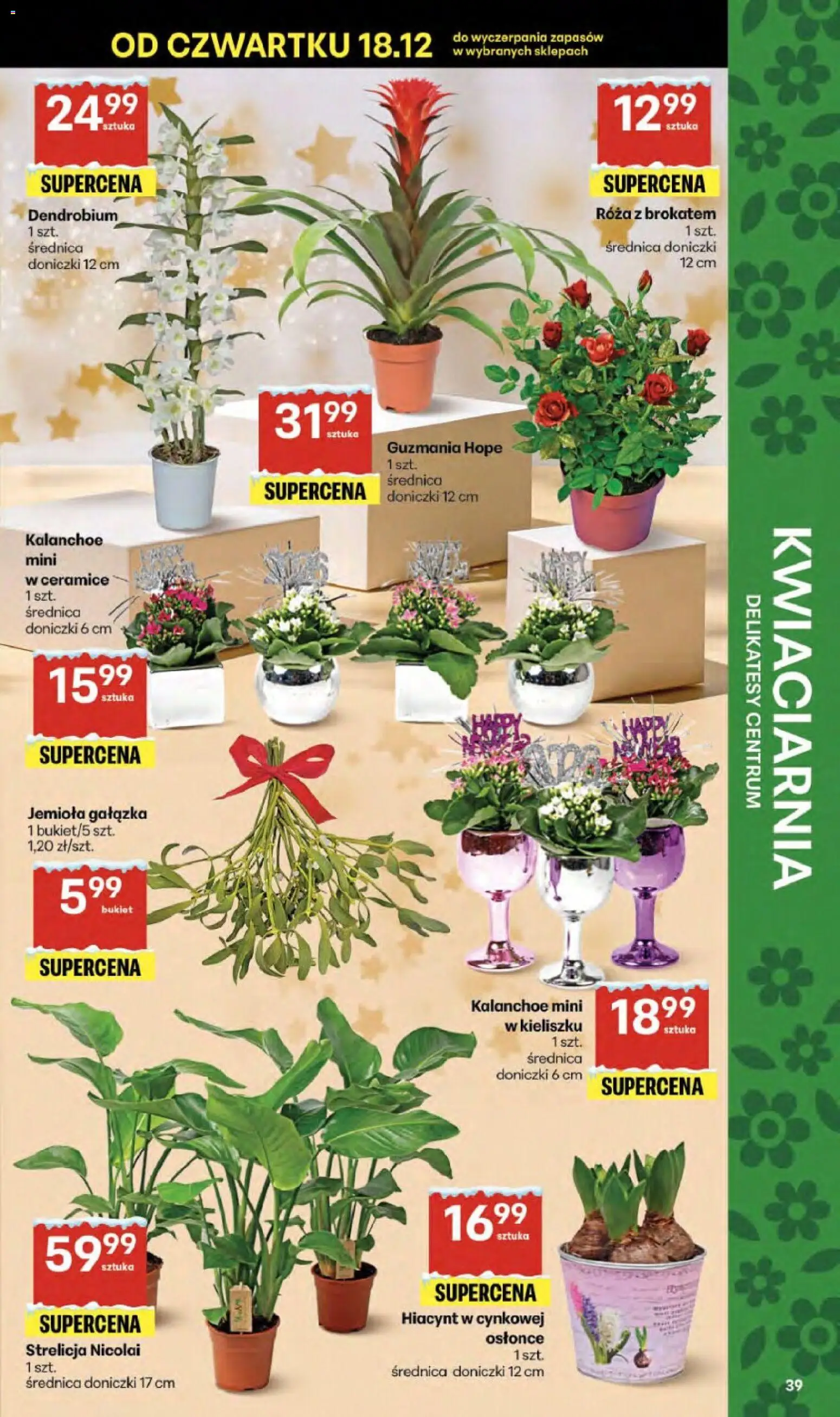 Delikatesy Centrum Gazetka - Sklepy Własne od 18.12.2025 | Strona: 39 | Produkty: Delikatesy, Doniczki, Kalanchoe