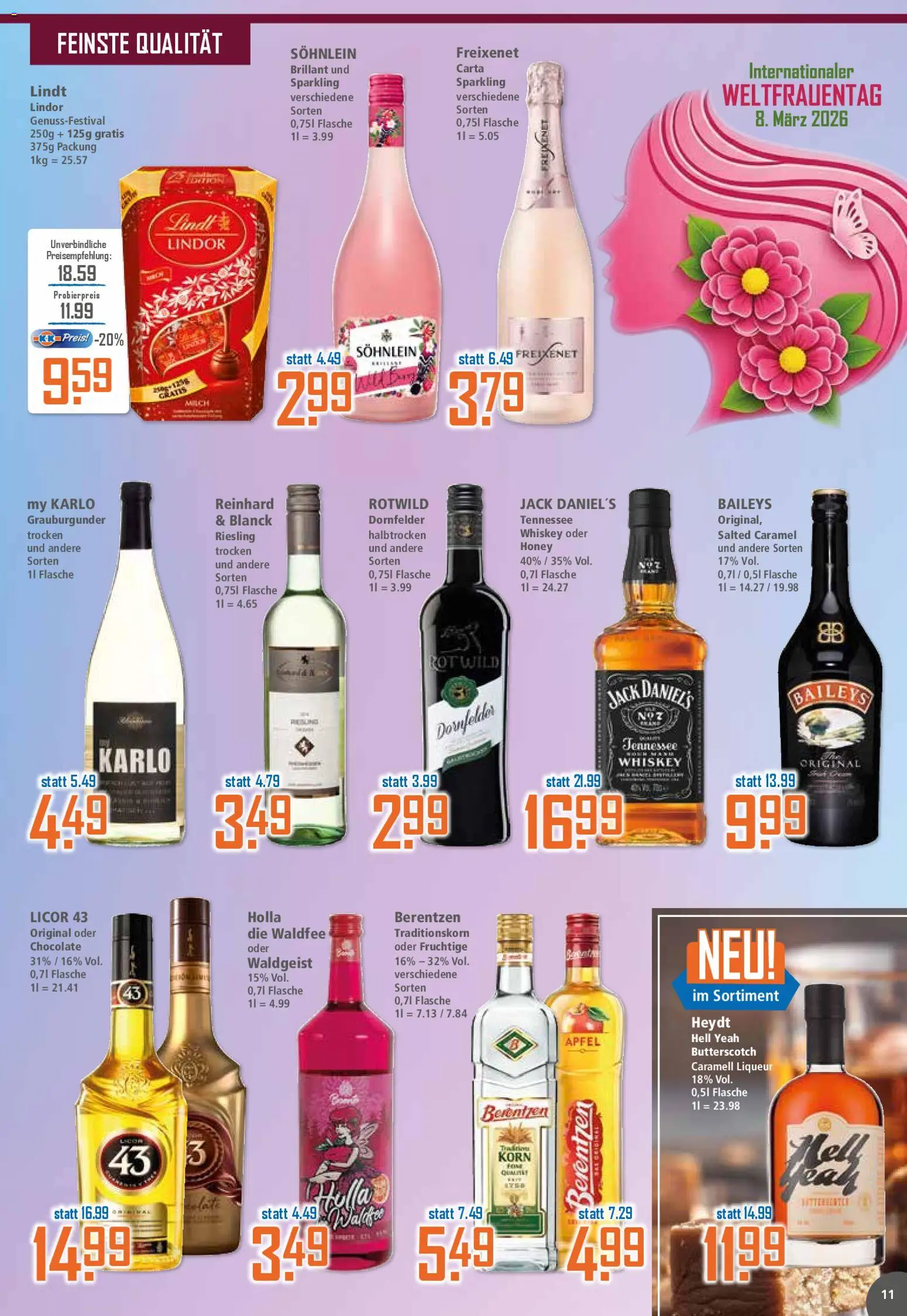 Klaas & Kock Prospekt 	 – gültig ab 02.03.2026 | Seite: 11 | Produkte: Freixenet, Äpfel, Whiskey, Berentzen