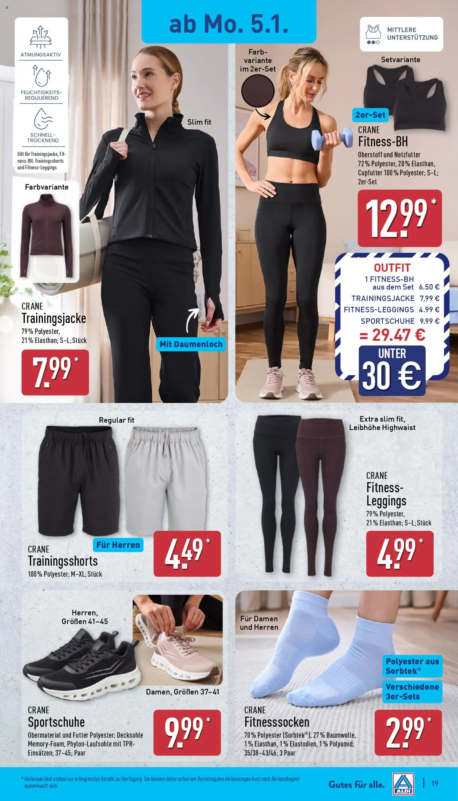 Aldi Prospekt 	 – gültig ab 05.01.2026 | Seite: 19 | Produkte: Trainingsjacke, Leggings