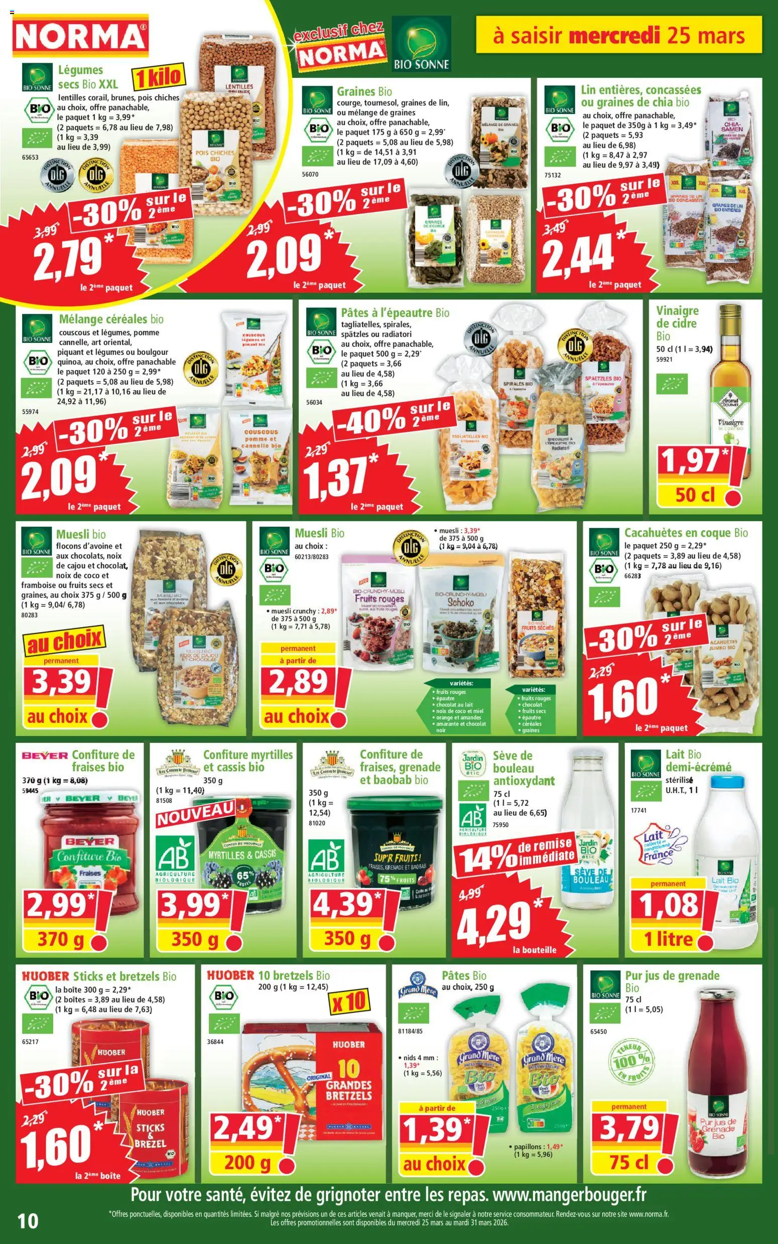 {H1} | Page: 10 | Produits: Myrtilles, Cidre, Couscous, Lait