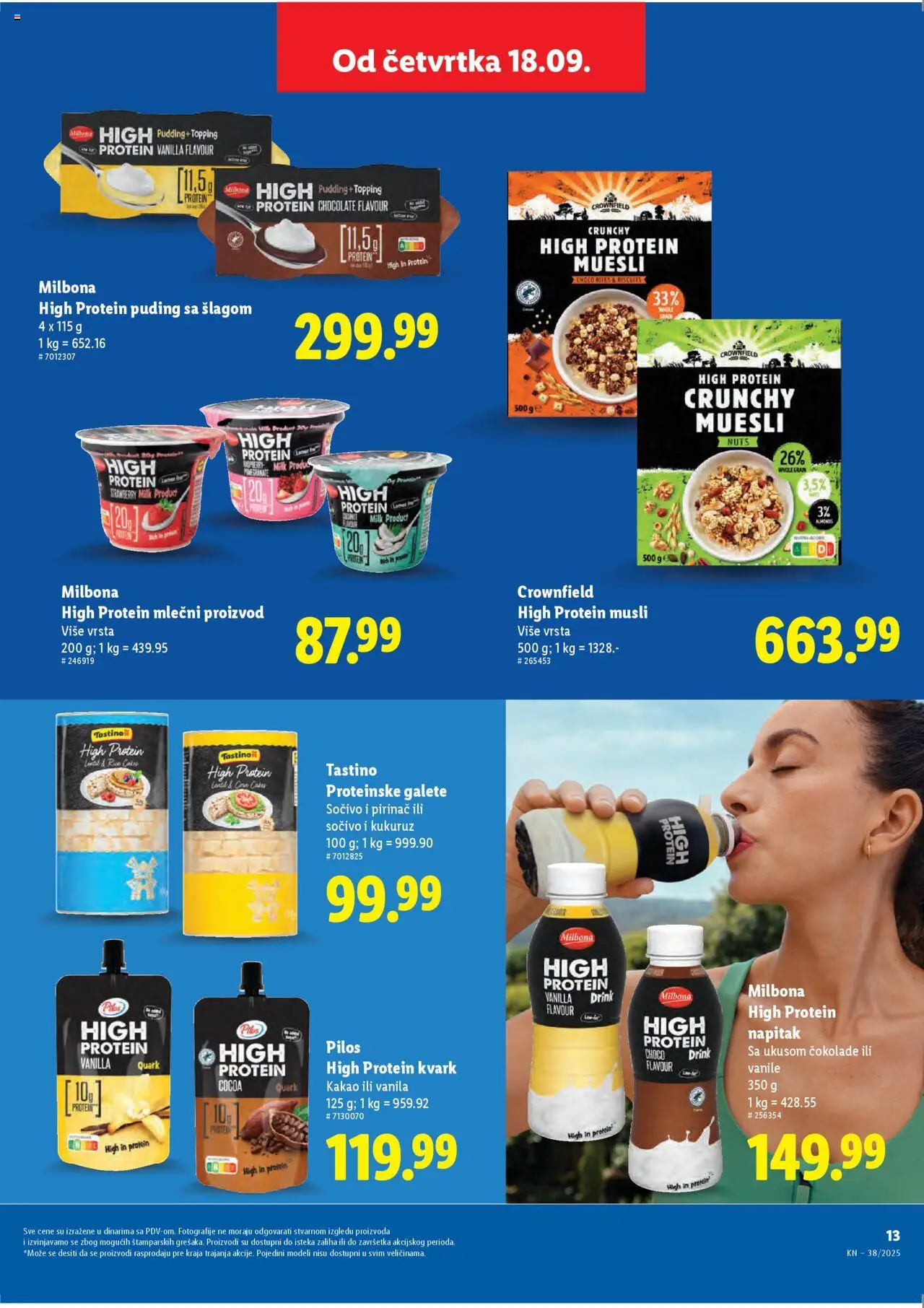 Lidl katalog - važi od 18.09.2025 | Strana: 13 | Proizvode: Protein, Puding, Musli, Pirinač