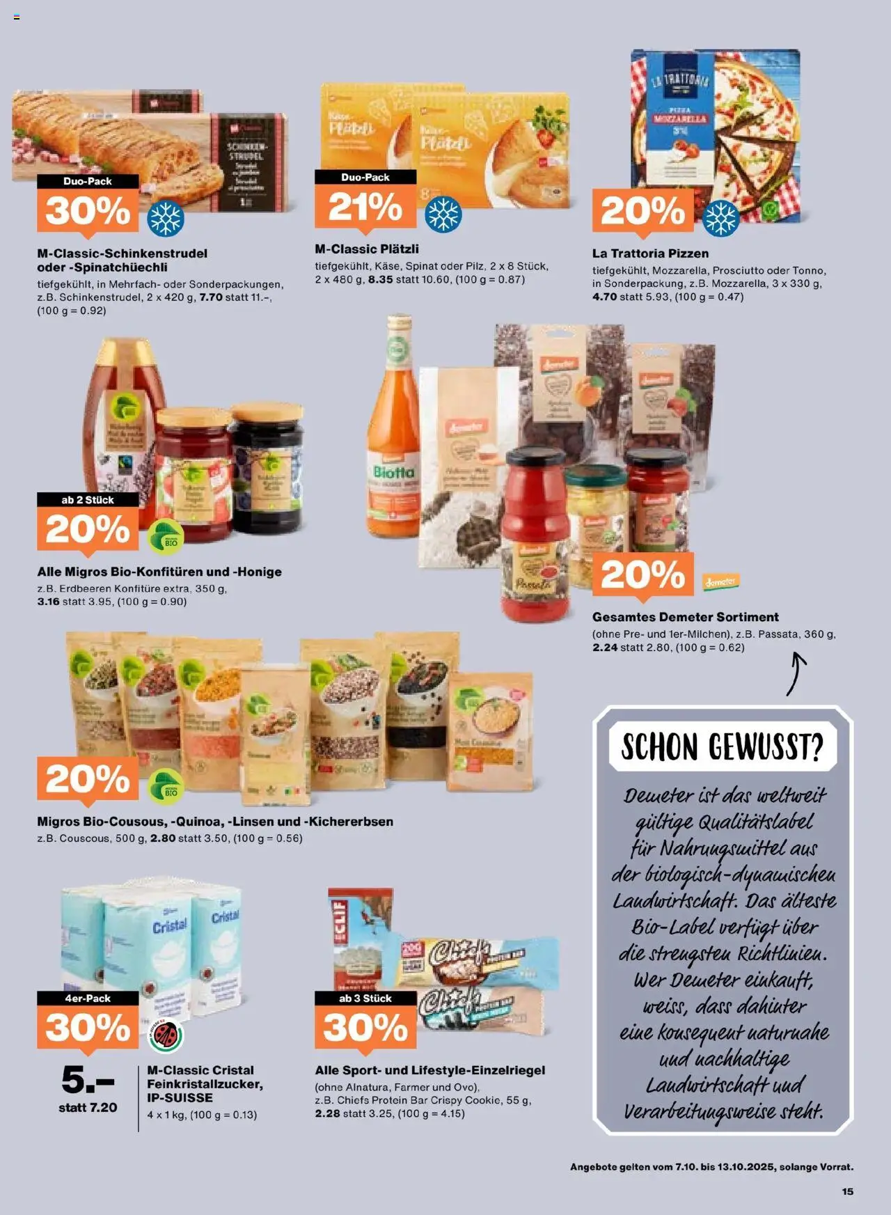 Migros Aktionen – gültig ab 07.10.2025 | Seite: 15 | Produkte: Pizza, Erdbeeren