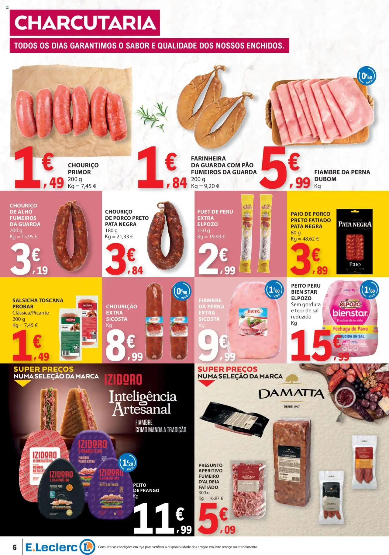 E.Leclerc folheto │ válido de 07.08.2025 | Página: 6 | Produtos: Peru, Salsicha, Pão, Chouriço