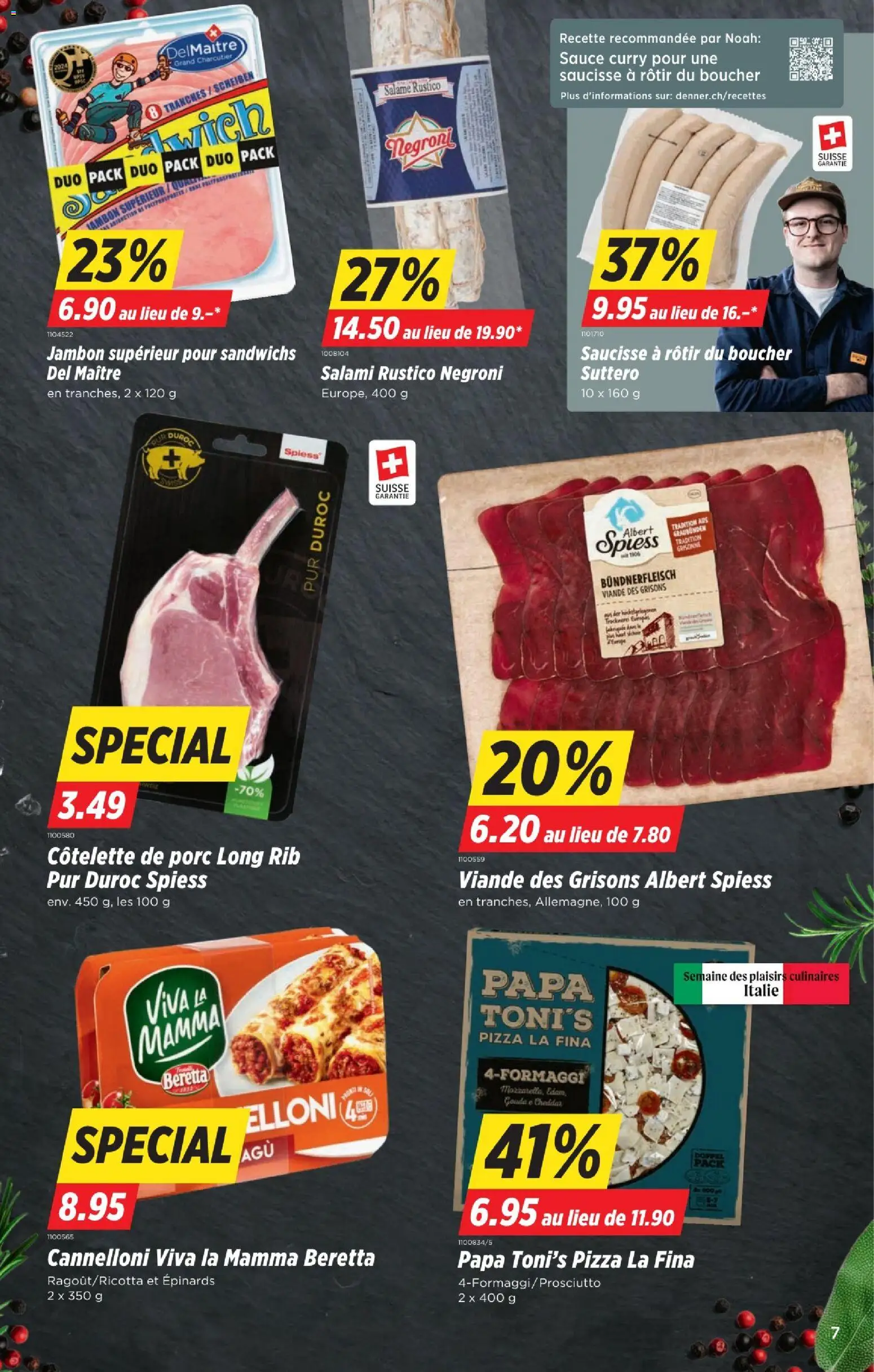 Denner aktionen FR – gültig ab 23.04.2026 | Seite: 7 | Produkte: Gouda, Salami, Pizza