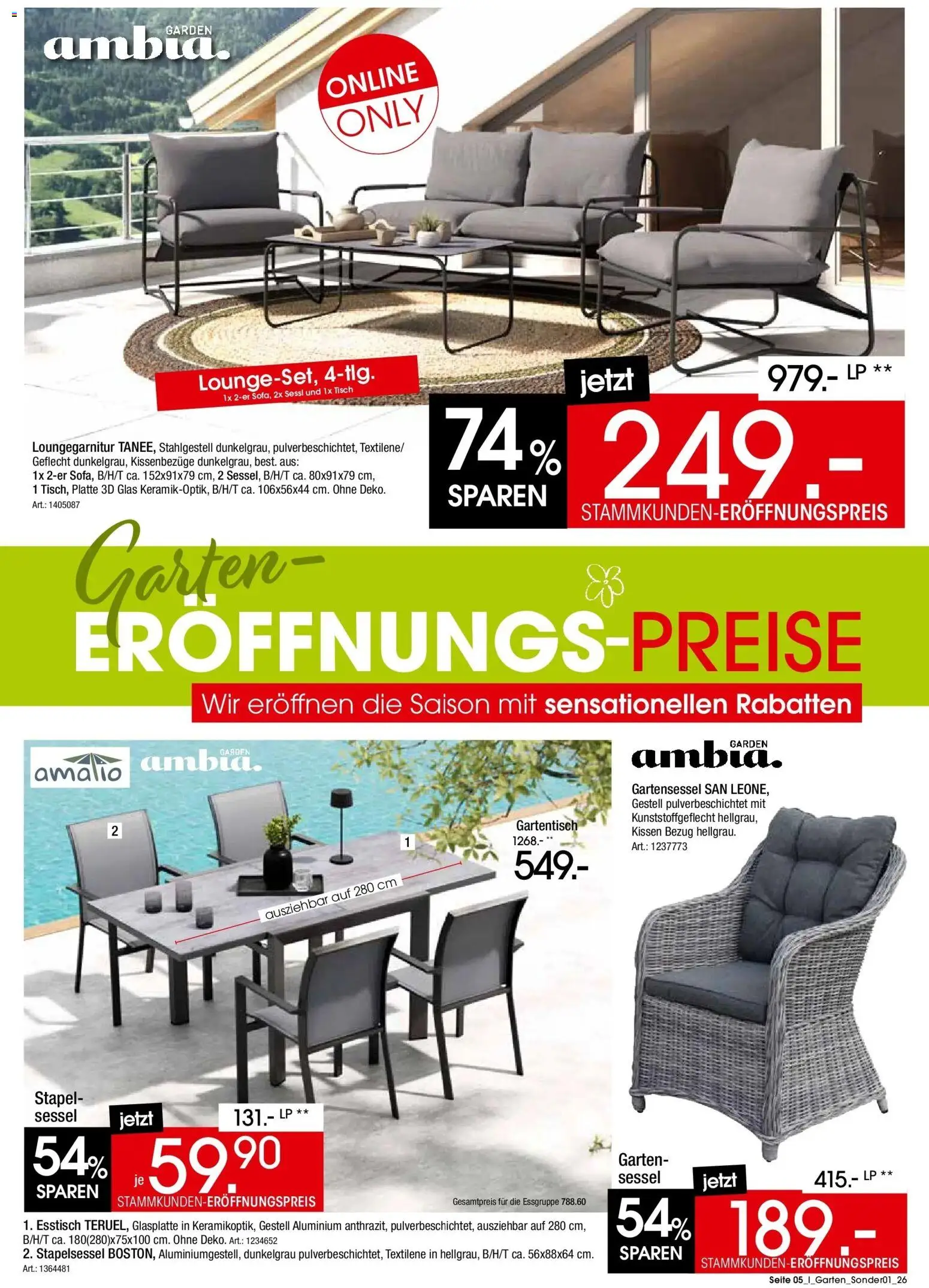 Zurbrüggen Prospekt Garten Eröffnungs-Preise – gültig ab 31.03.2026 | Seite: 5 | Produkte: Esstisch, Kissen, Sessel, Tisch