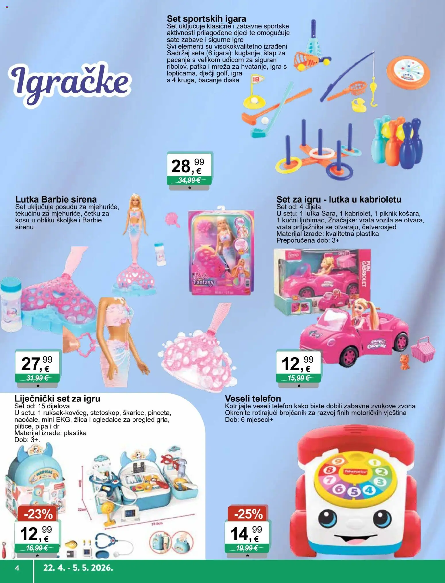 KTC katalog | vrijedi od 22.04.2026 | Stranica: 4 | Proizvodi: Barbie, Vrata, Telefon, Igra