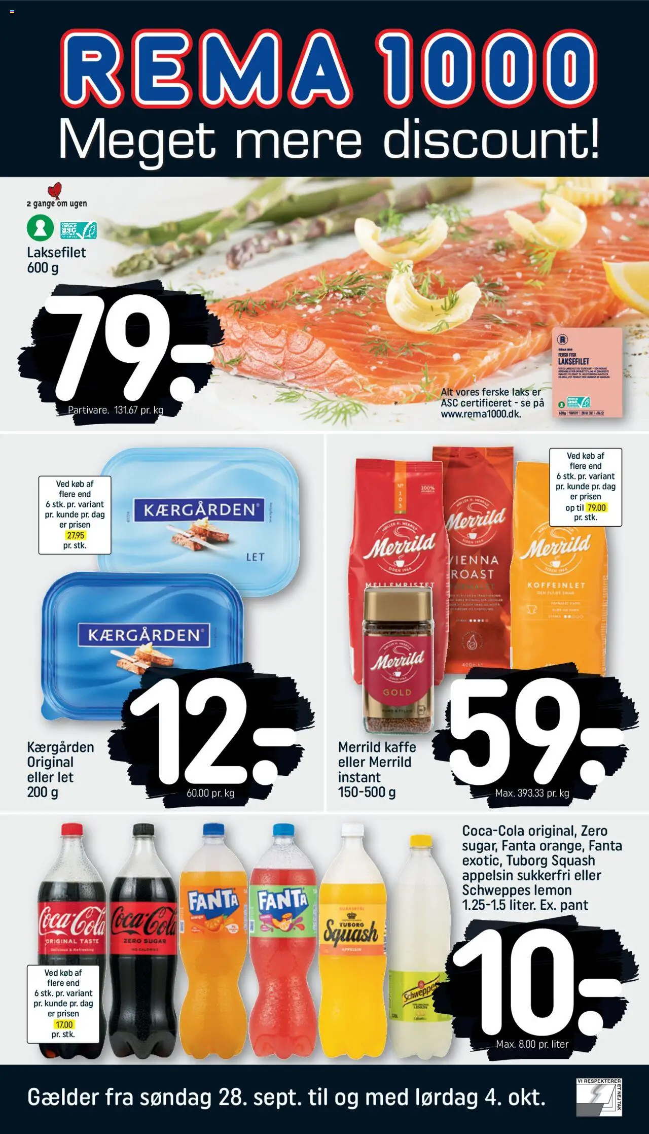 Rema 1000 tilbudsavis – gyldig fra 28.09.2025 | Side: 1 | Produkter: Kaffe, Fisk, Fanta, Honning