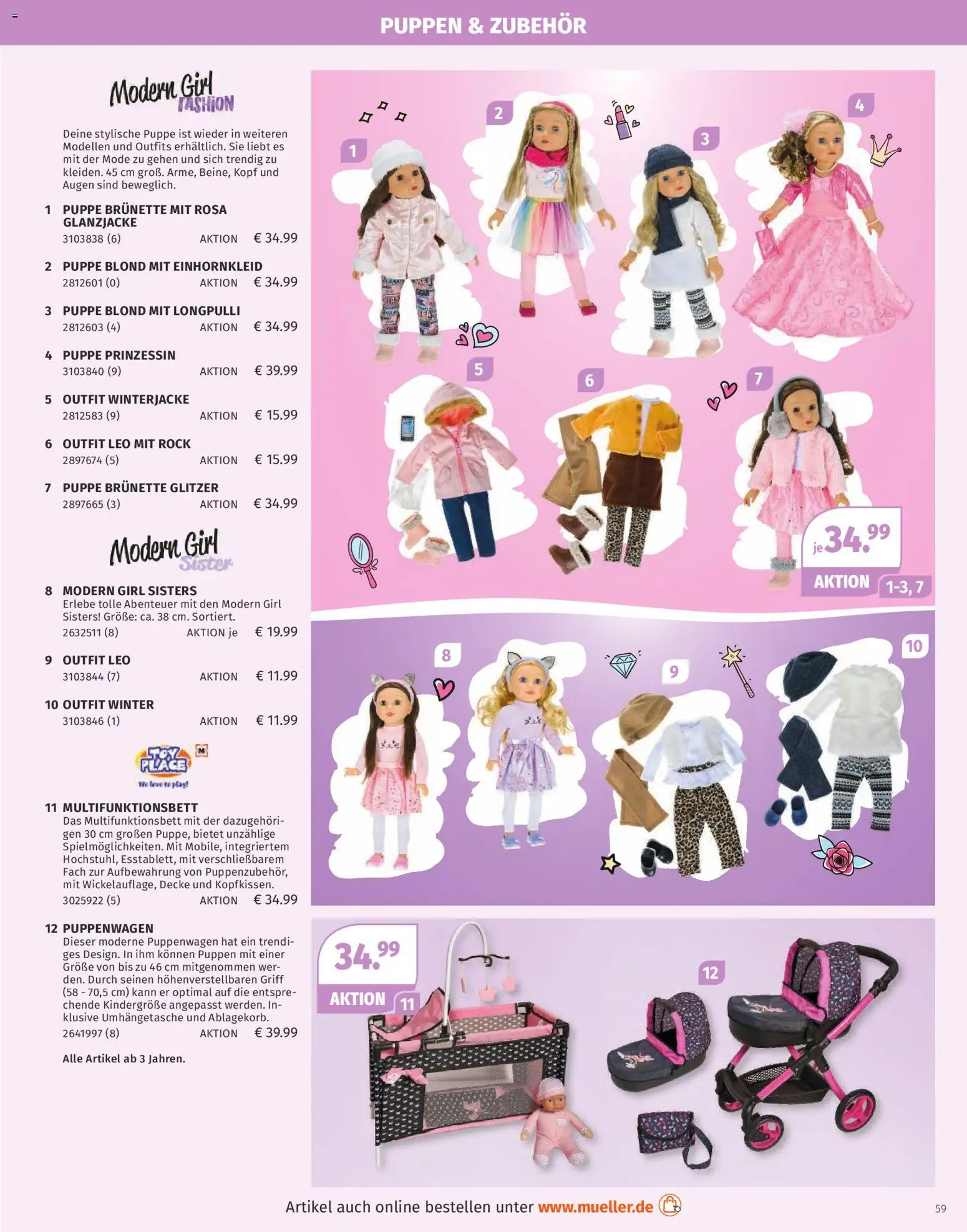 Müller Spielwarenkatalog – gültig ab 27.10.2025 | Seite: 59 | Produkte: Winterjacke, Decke, Rock