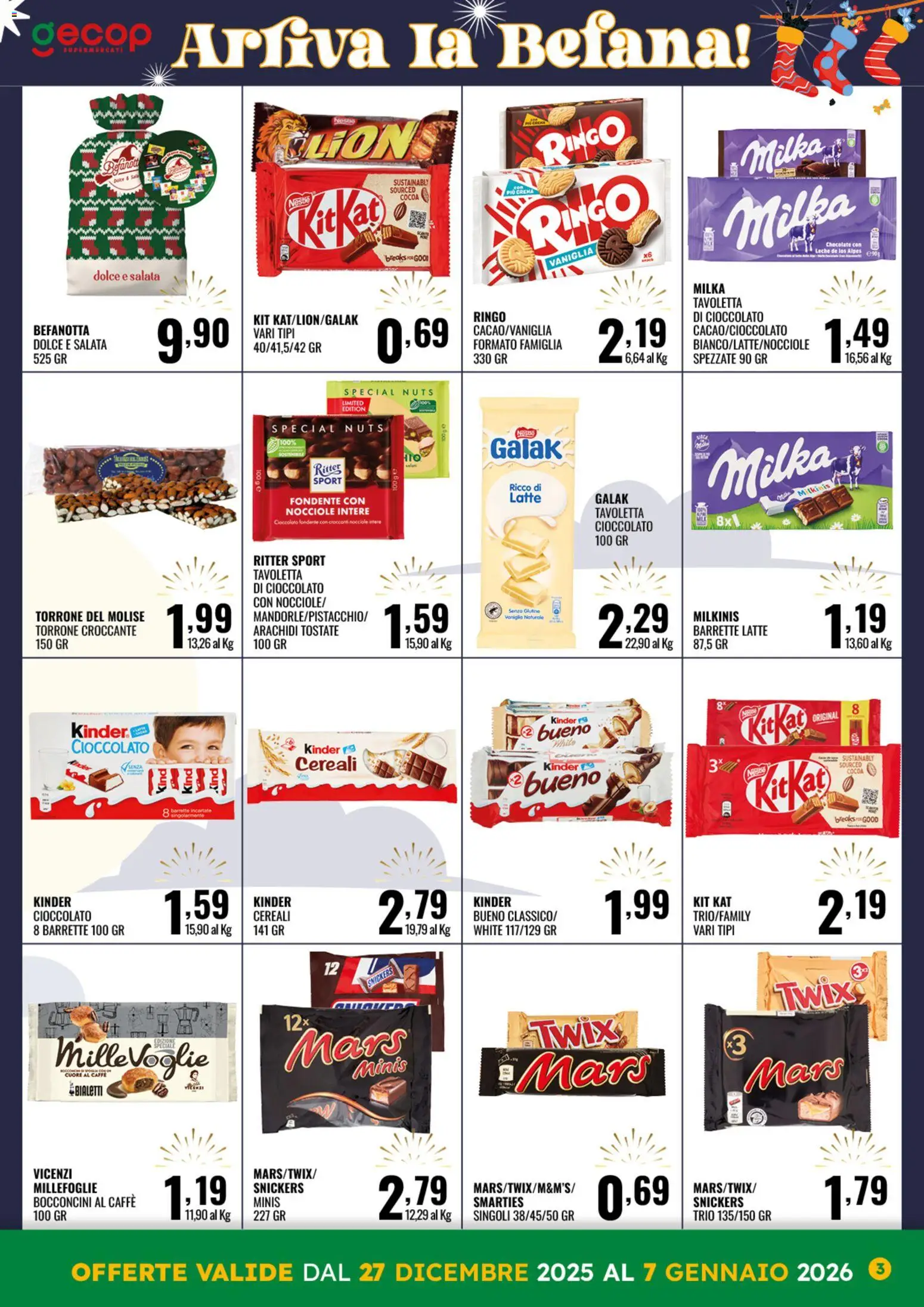 Volantino GECOP del 27.12.2025 | Pagina: 3 | Prodotti: Caffè, Cioccolato, Latte, Arachidi