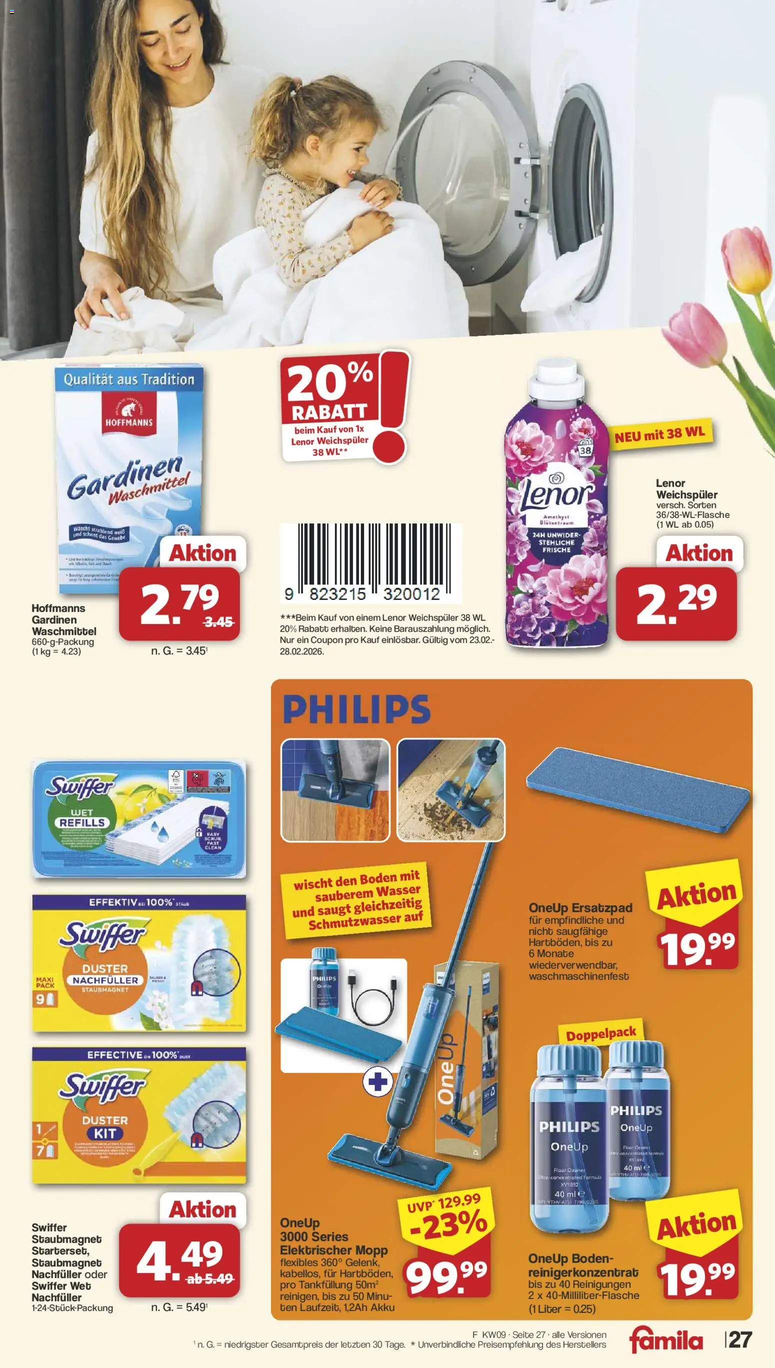 Famila Nordwest Prospekt 	 – gültig ab 23.02.2026 | Seite: 28 | Produkte: Lenor, Philips, Waschmittel, Swiffer