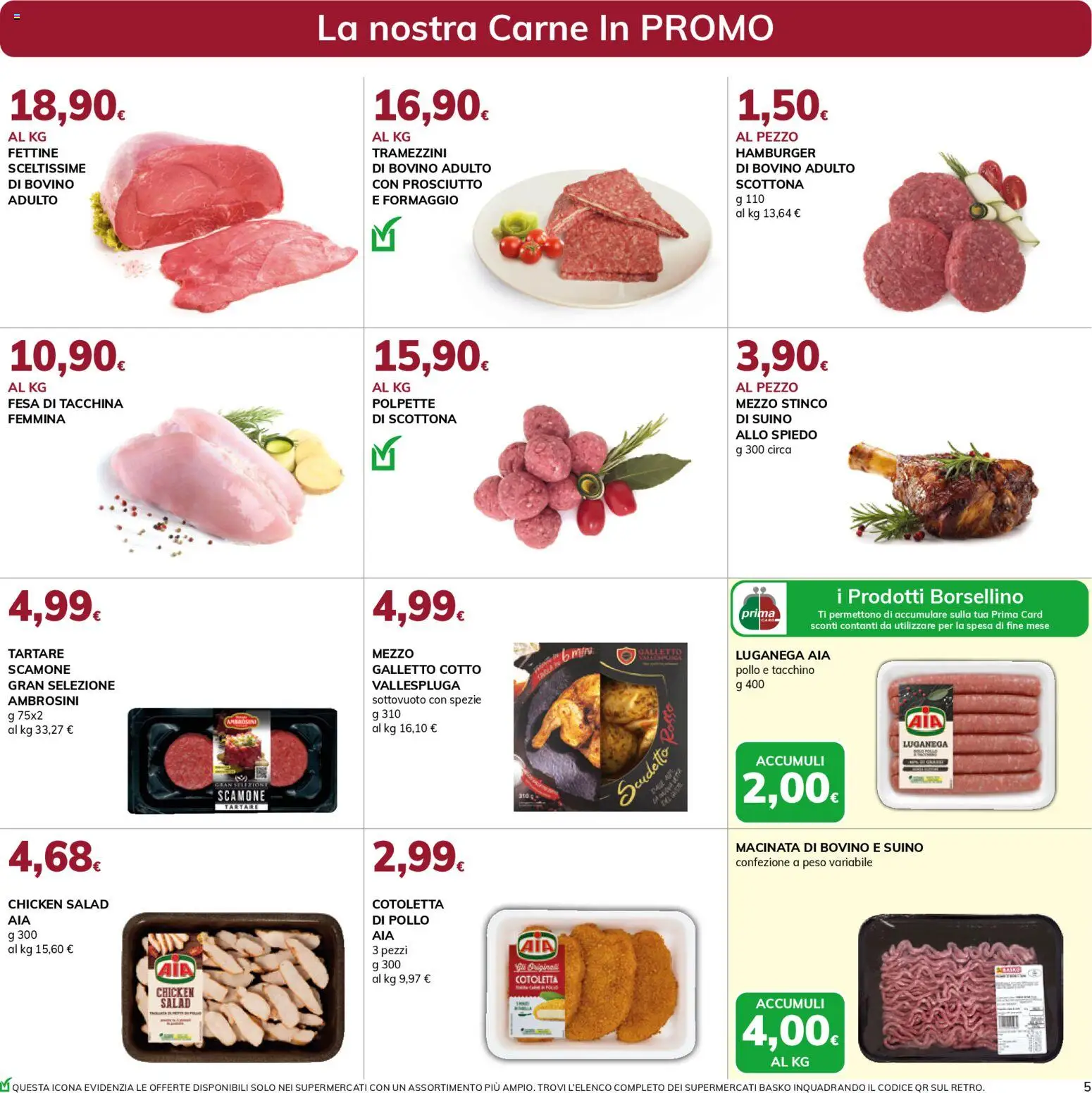 Volantino Basko del 28.10.2025 | Pagina: 5 | Prodotti: Tacchino, Prosciutto, Hamburger, Polpette