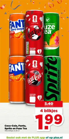 Coca-Cola, Fanta, Sprite en Fuze Tea, Alle blikjes à 25 cl - Voorbeeld van een folder van Plus, geldig van 22.04.2026 | Pagina: 2 | Producten: Sprite