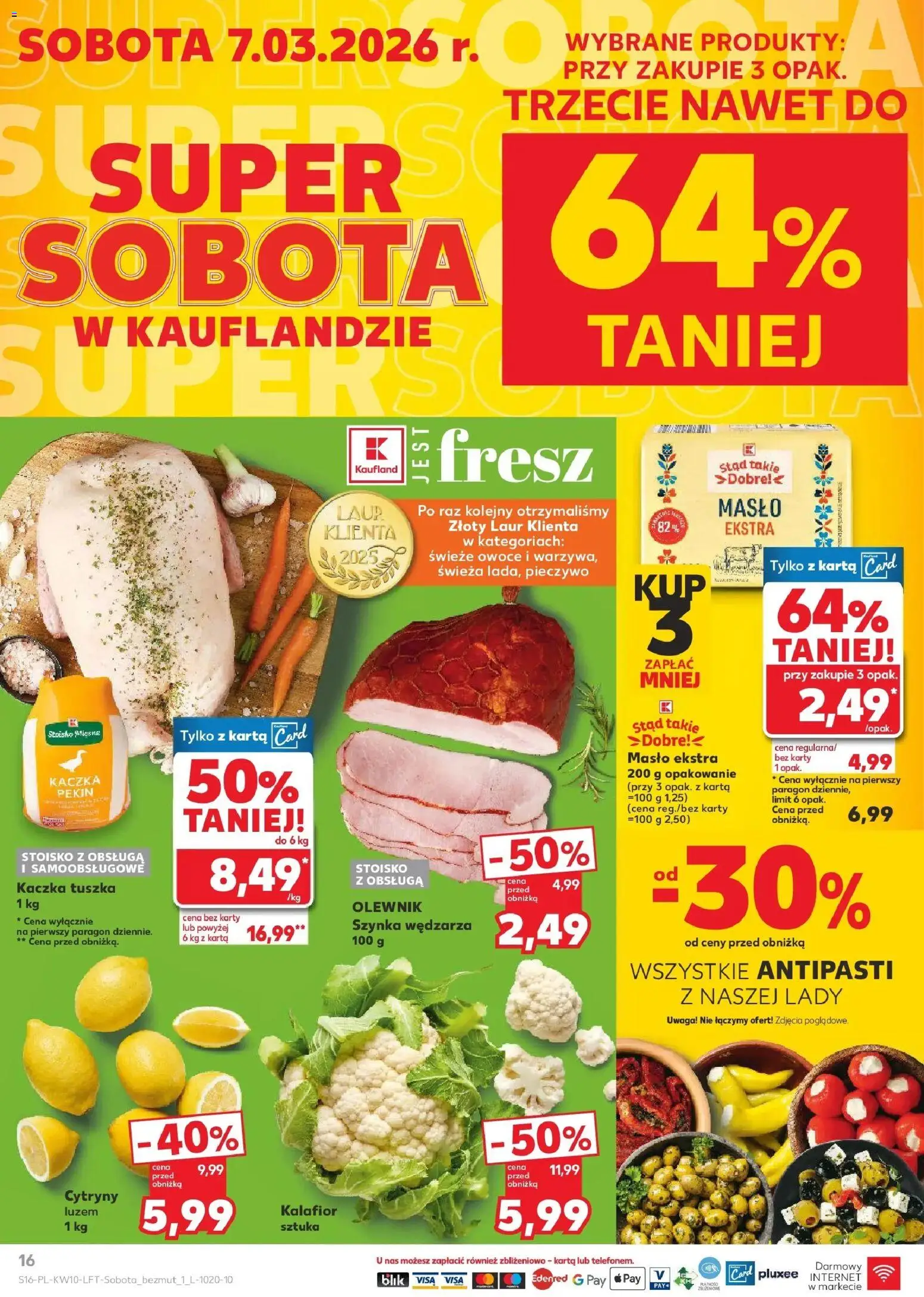 Kaufland gazetka od 05.03.2026 | Strona: 16 | Produkty: Kalafior, Kaczka, Cytryny, Szynka