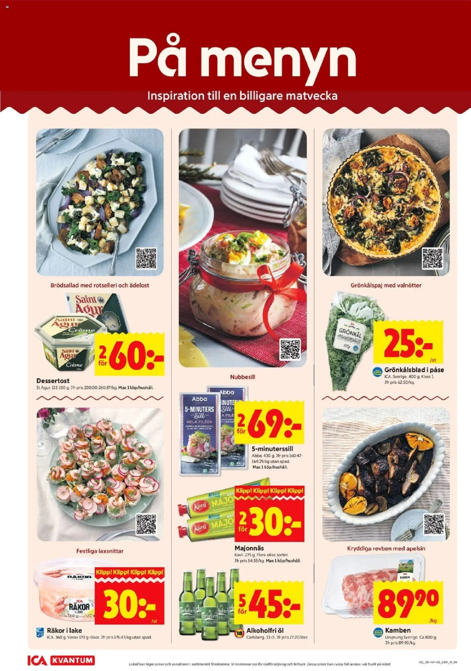 ICA Kvantum reklamblad aktuell från 15.12.2025 | Sida: 4 | Produkter: Räkor, Majonnäs, Öl, Apelsin