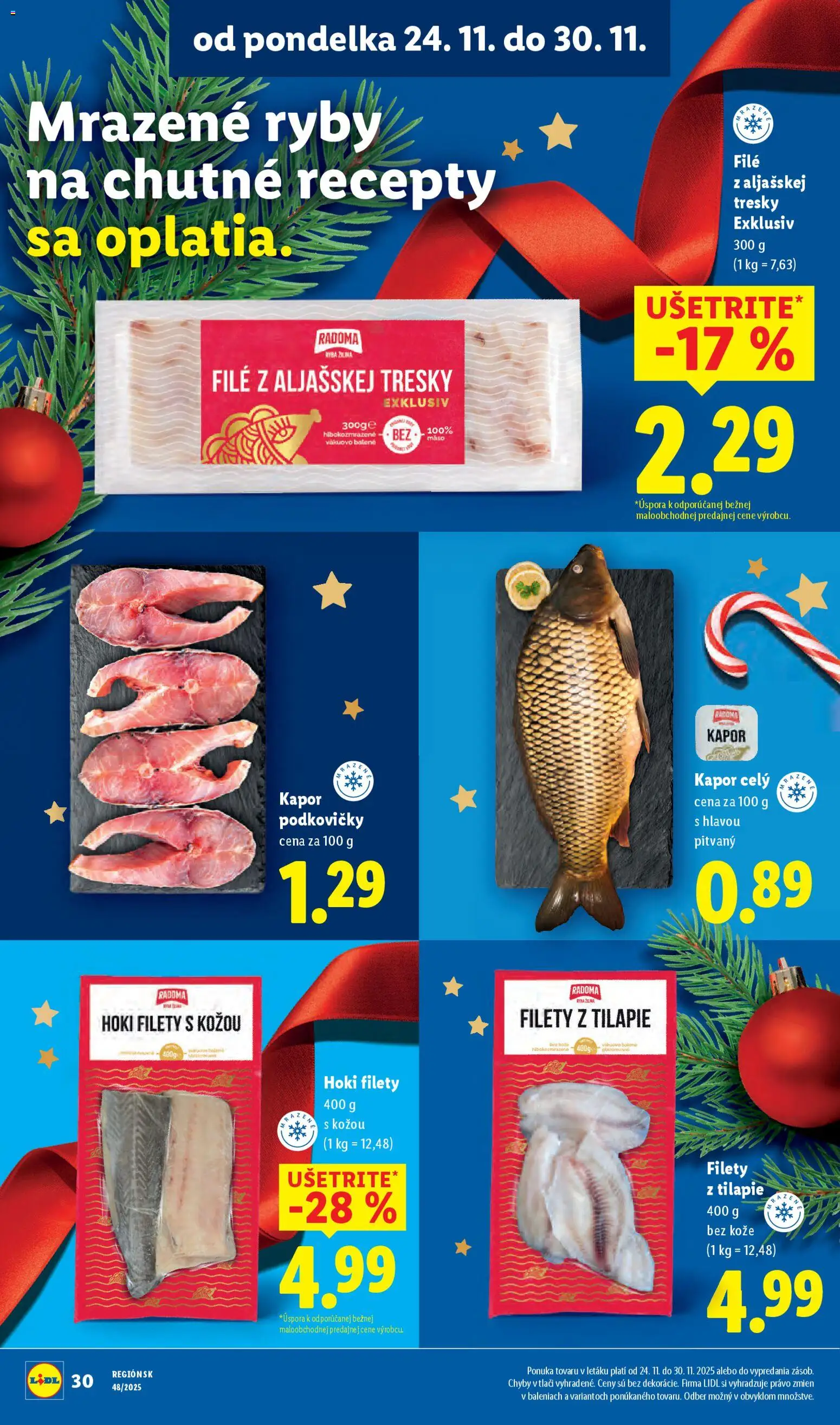 Nové Lidl akcie – leták je platný od 24.11.2025 | Strana: 34 | Produkty: Ryby