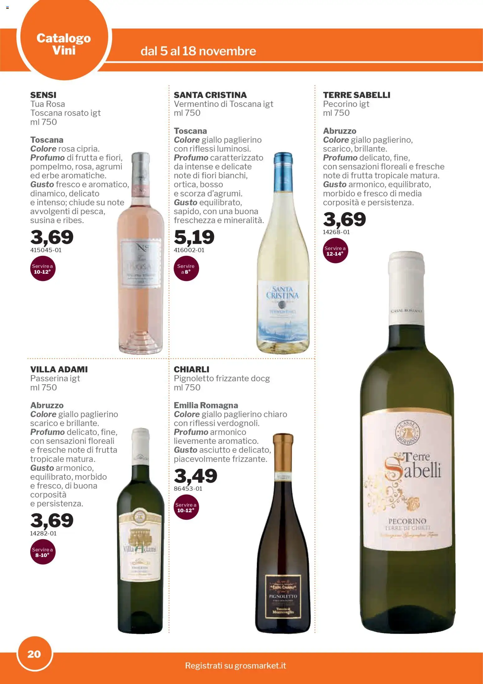 Volantino Sogegross del 05.11.2025 | Pagina: 20 | Prodotti: Frutta, Agrumi, Pecorino, Profumo