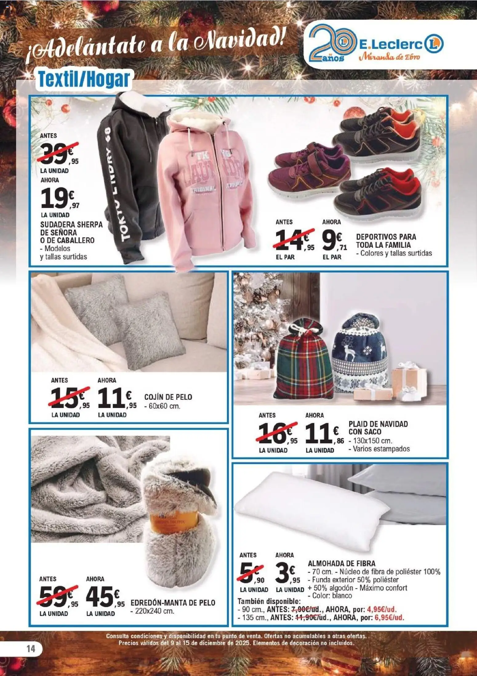 E.Leclerc folleto │ válido desde el 09.12.2025 | Página: 14 | Productos: Sudadera, Funda, Almohada, Cojín