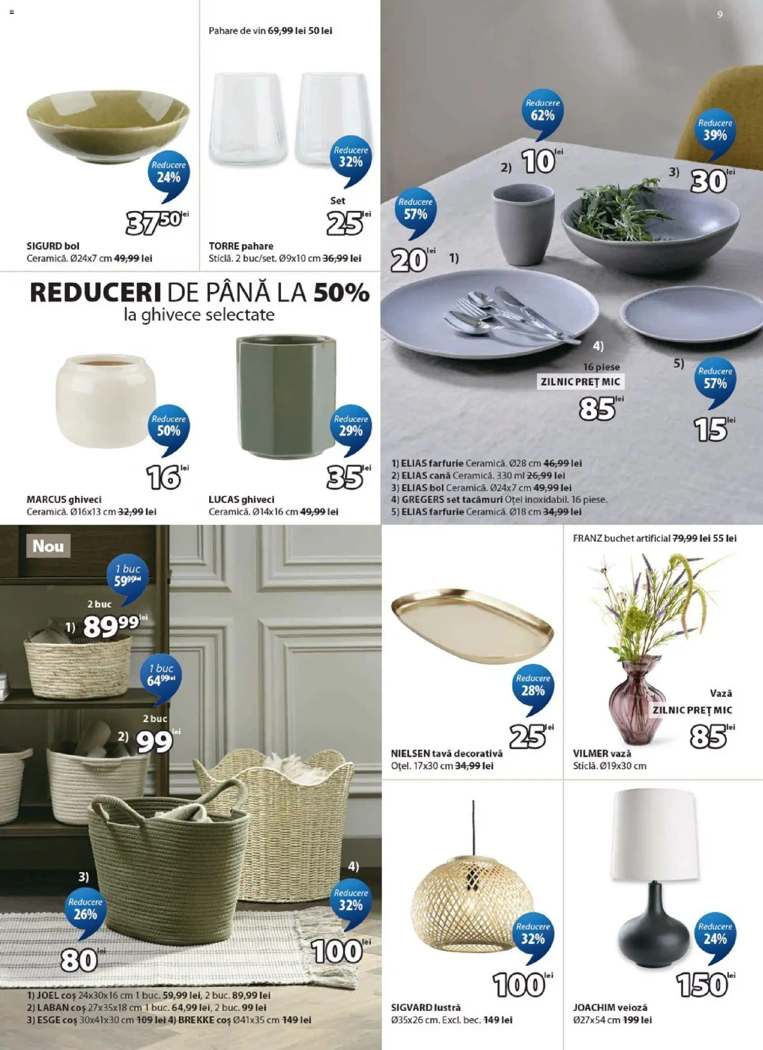 Noul catalog JYSK – valabil de la 24.04.2026 | Pagină: 9 | Produse: Pahare, Bol, Coș, Vin