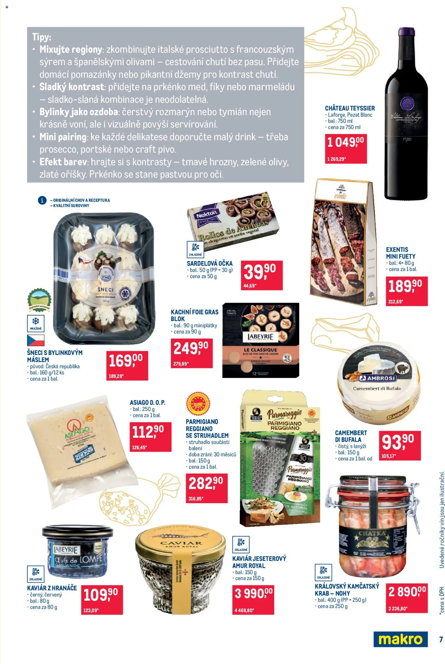 Makro leták - Pro milovníky jídla od 17.12.2025 | Strana: 7 | Produkty: Kaviár, Pomazánky, Prosciutto, Parmigiano Reggiano