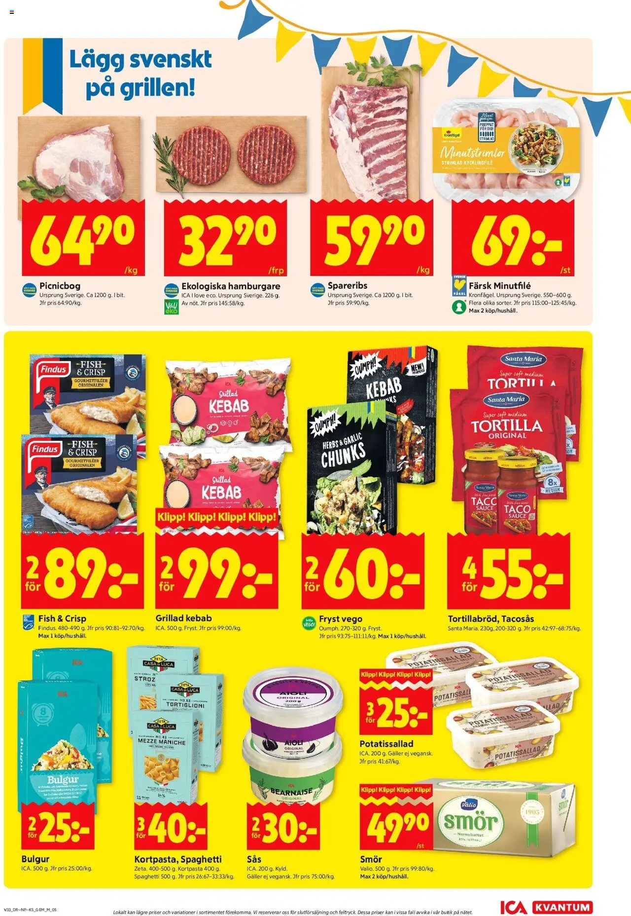ICA Kvantum reklamblad aktuell från 11.08.2025 | Sida: 5 | Produkter: Potatissallad, Tortilla, Hamburgare, Aioli