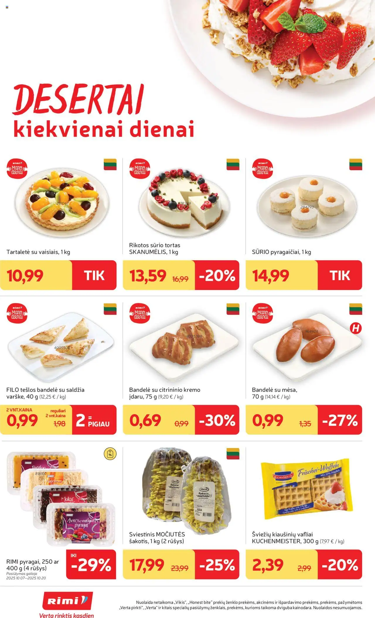 Rimi akcijos nuo 14.10.2025 | Puslapis: 12 | Prekių: Bandelė, Tortas, Pyragas, Vafliai