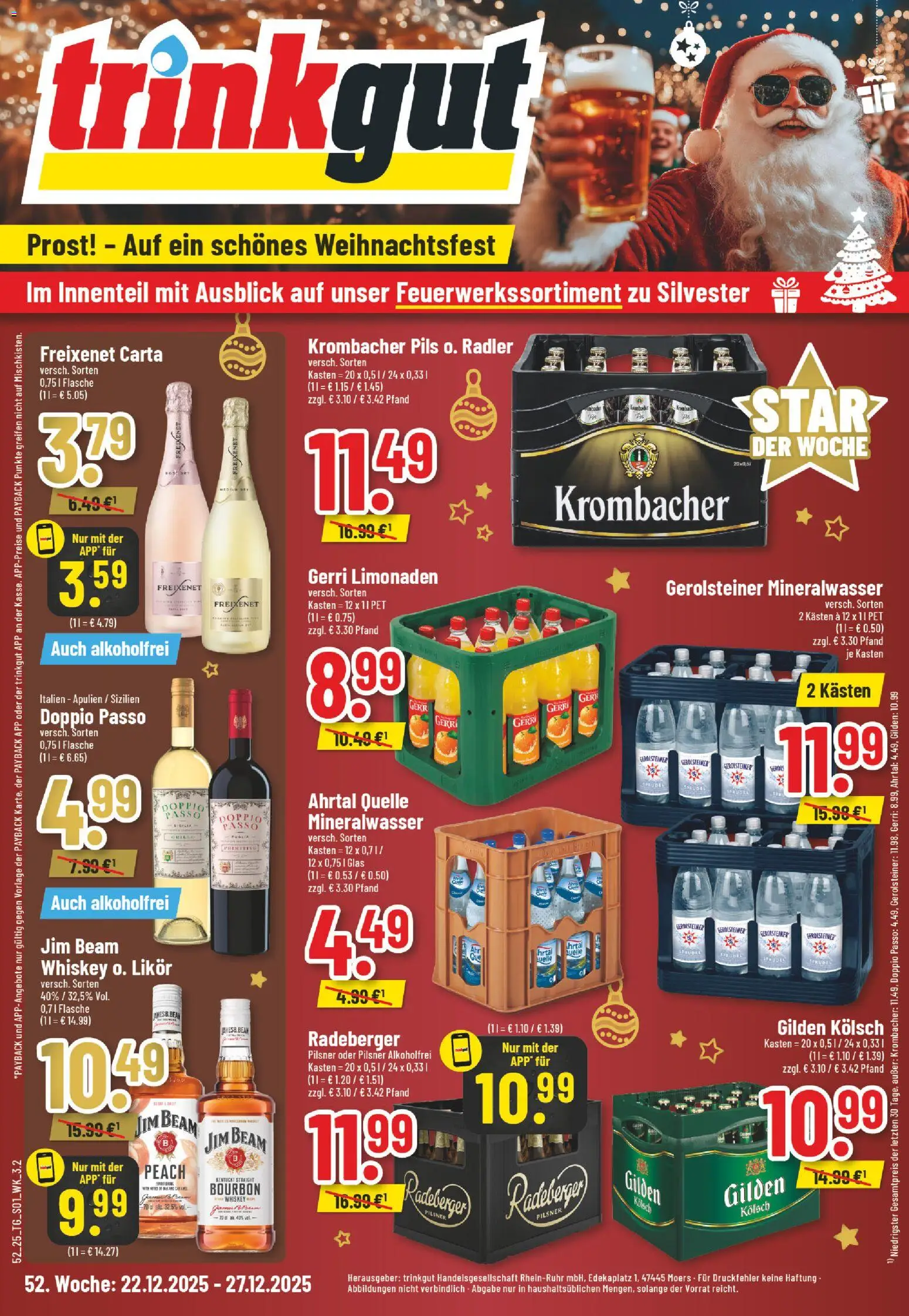 Trinkgut Prospekt – gültig ab 22.12.2025 | Seite: 1 | Produkte: Mineralwasser, Doppio Passo, Bourbon, Gerolsteiner