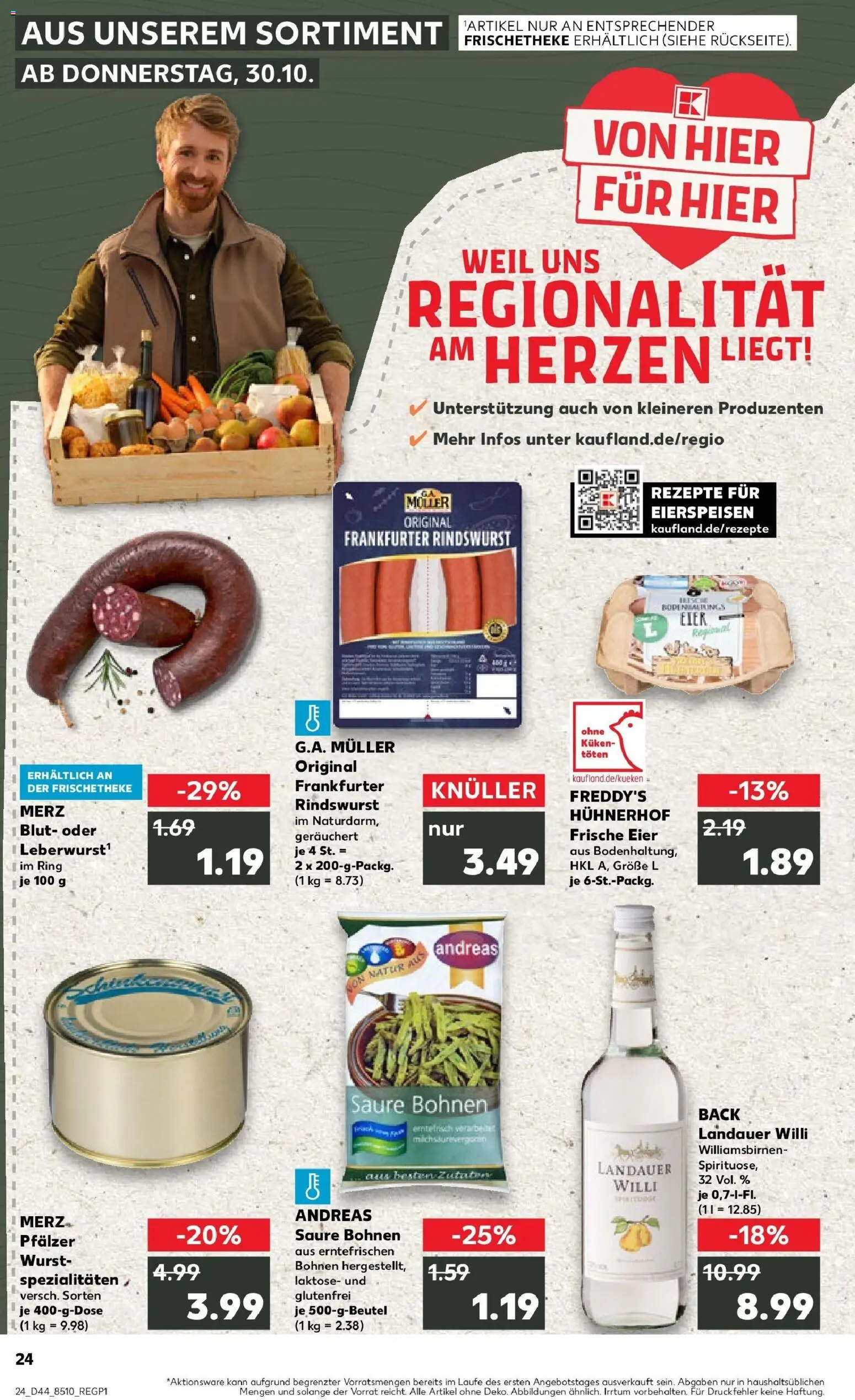 Kaufland prospekt Frankenthal	 – gültig ab 30.10.2025 | Seite: 24 | Produkte: Eier, Wurst