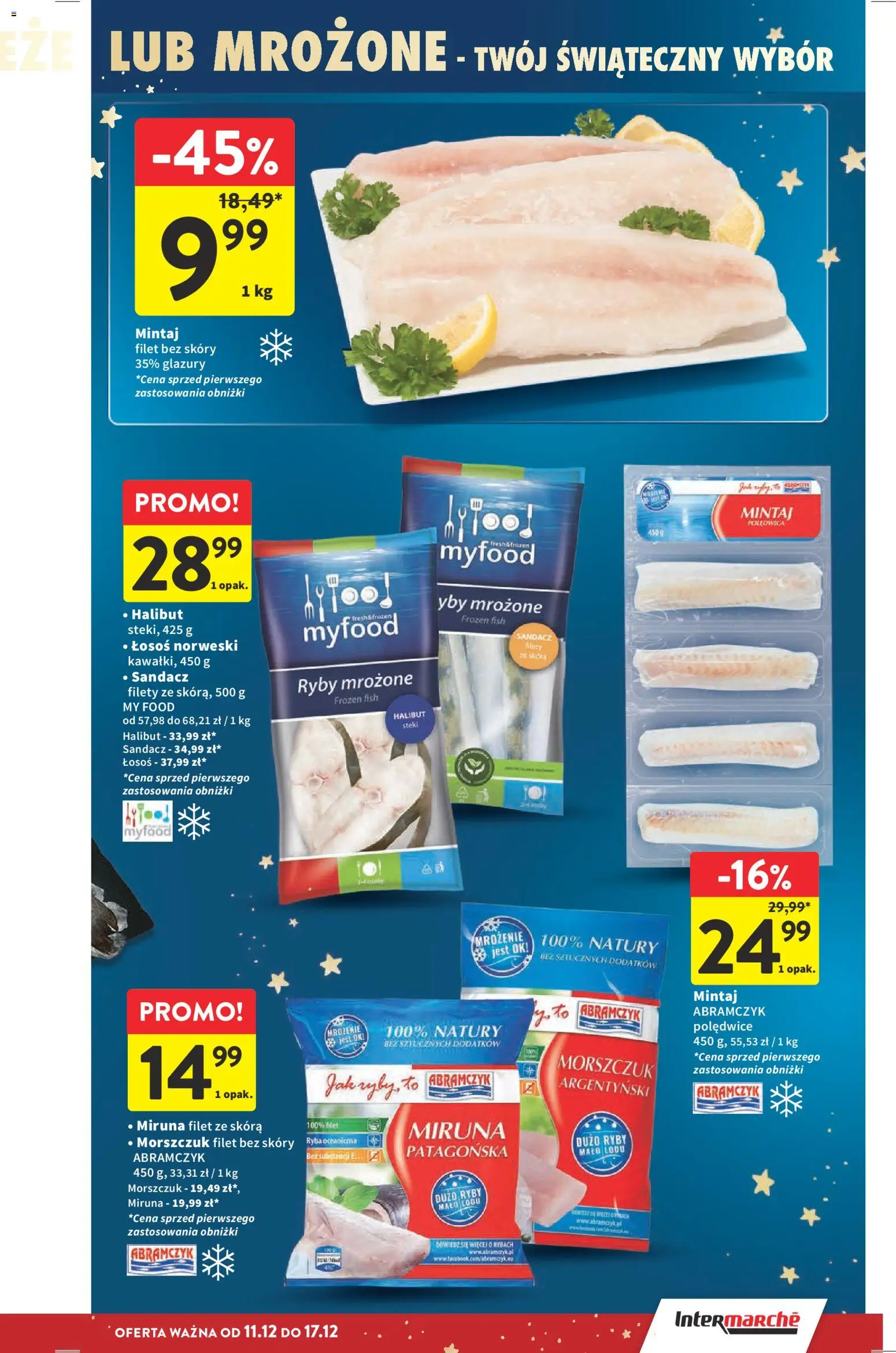 Intermarche Gazetka od 11.12.2025 | Strona: 17 | Produkty: Mintaj, Łosoś, Morszczuk, Ryba