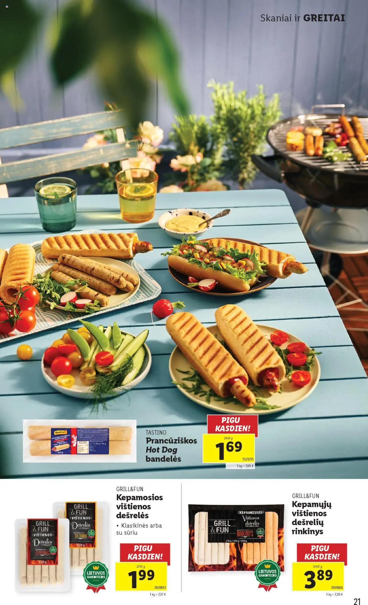 LIDL leidinys Grill & Fun│galioja nuo 21.04.2025 | Puslapis: 21 | Prekių: Vištienos, Dešrelės, Bandelės