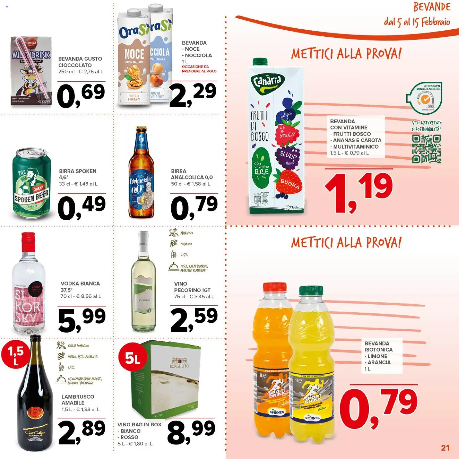 Volantino Todis del 05.02.2026 | Pagina: 21 | Prodotti: Carota, Vino, Ananas, Arancia