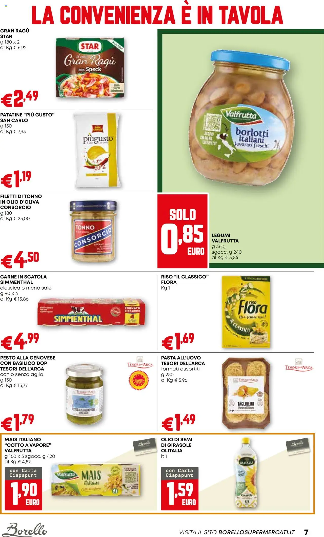 Volantino Borello Supermercati del 11.09.2025 | Pagina: 7 | Prodotti: Speck, Riso, Olio, Scatola