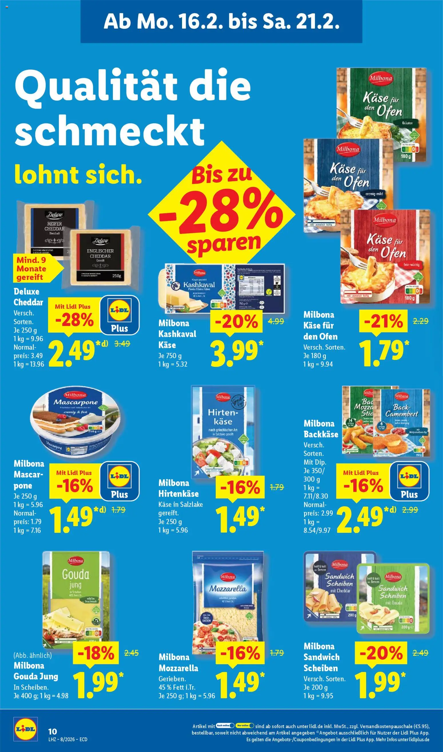 Lidl - Prospekt – gültig ab 16.02.2026 | Seite: 22 | Produkte: Käse, Mascarpone, Mozzarella, Pasta