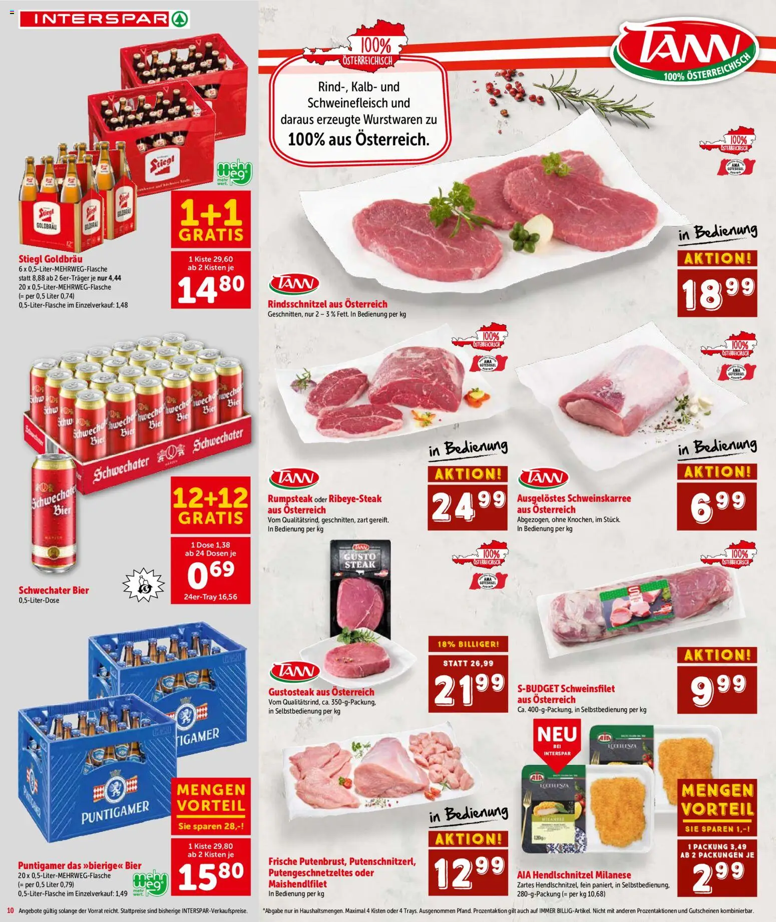 Interspar Flugblatt- Wien gültig ab 31.03.2026 | Seite: 11 | Produkte: Bier, Schweinefleisch