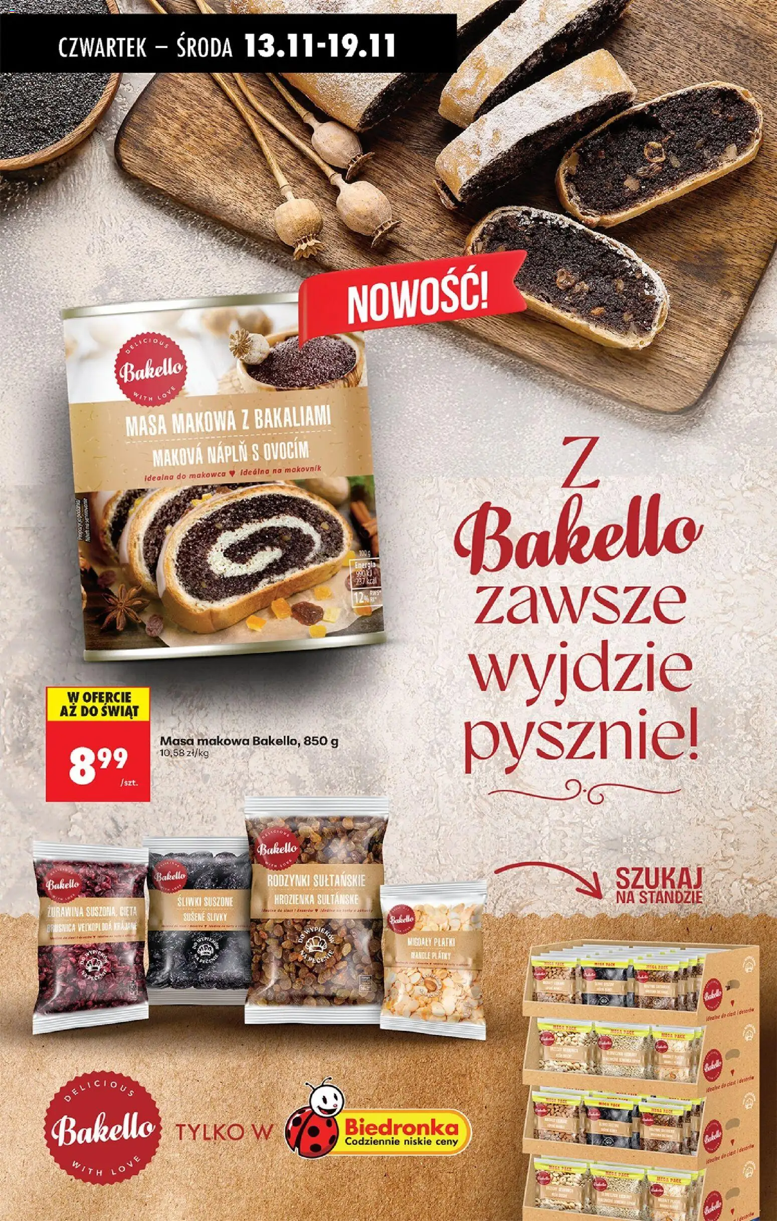 Biedronka gazetka - Oferta w tym tygodniu od 13.11.2025 | Strona: 54 | Produkty: Migdały płatki, Masa makowa, Żurawina, Płatki