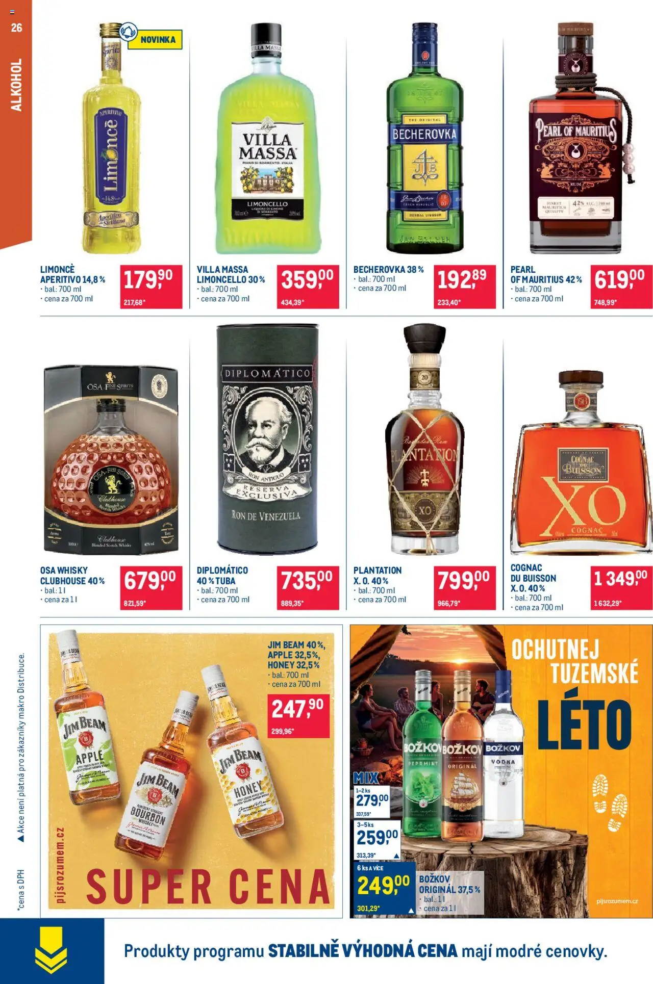 Makro leták - Pro milovníky jídla od 13.08.2025 | Strana: 26 | Produkty: Rum, Tuba, Whisky, Božkov Peprmint