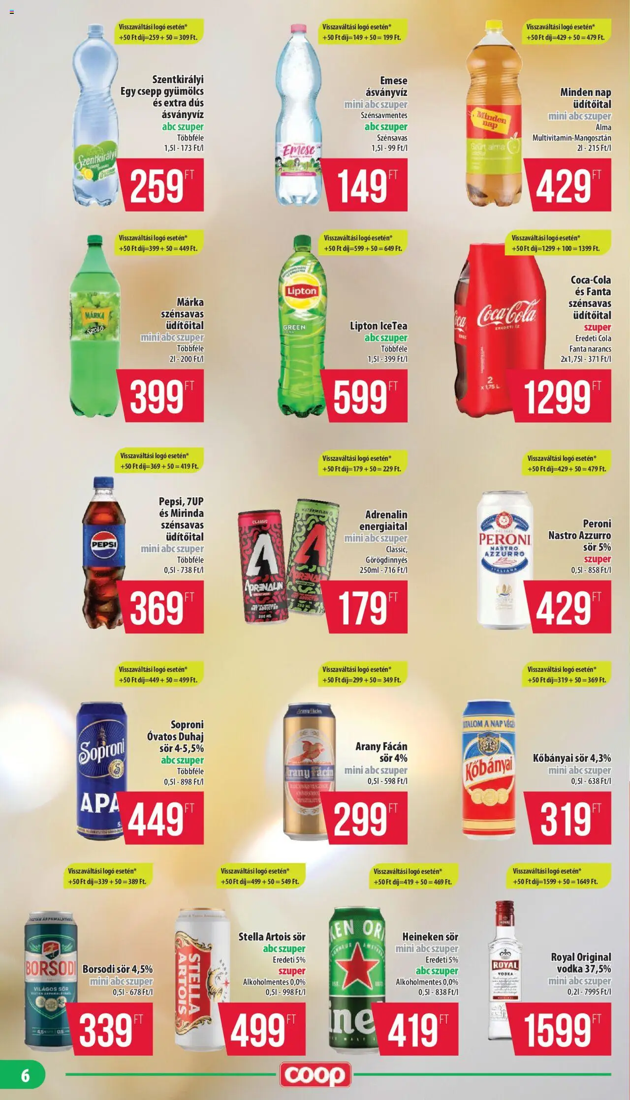 COOP akciós ujság - amely érvényes a következő dátumtól: 24.10.2025 | Oldal: 6 | Termékek: Energiaital, Gyümölcs, Heineken, Ásványvíz