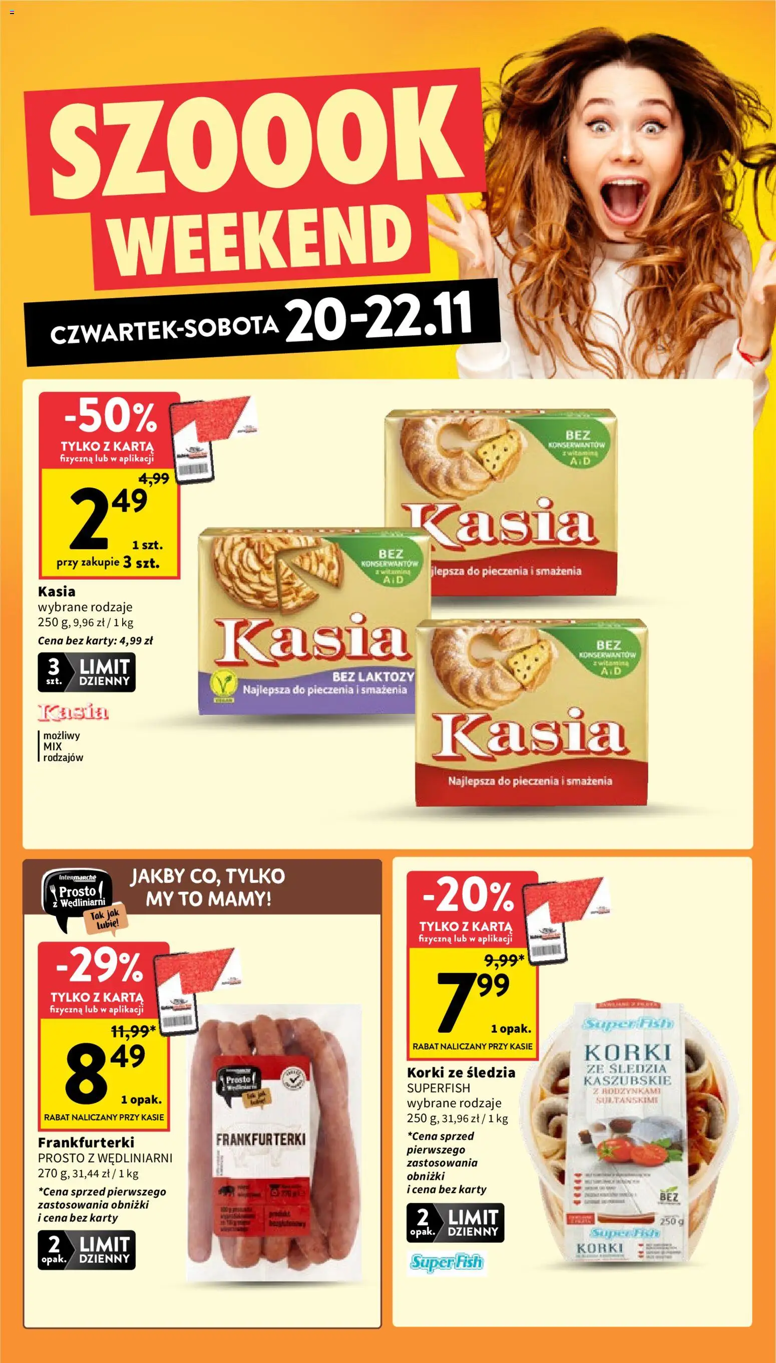 Intermarche Gazetka od 20.11.2025 | Strona: 4 | Produkty: Karta, Bez laktozy, Frankfurterki