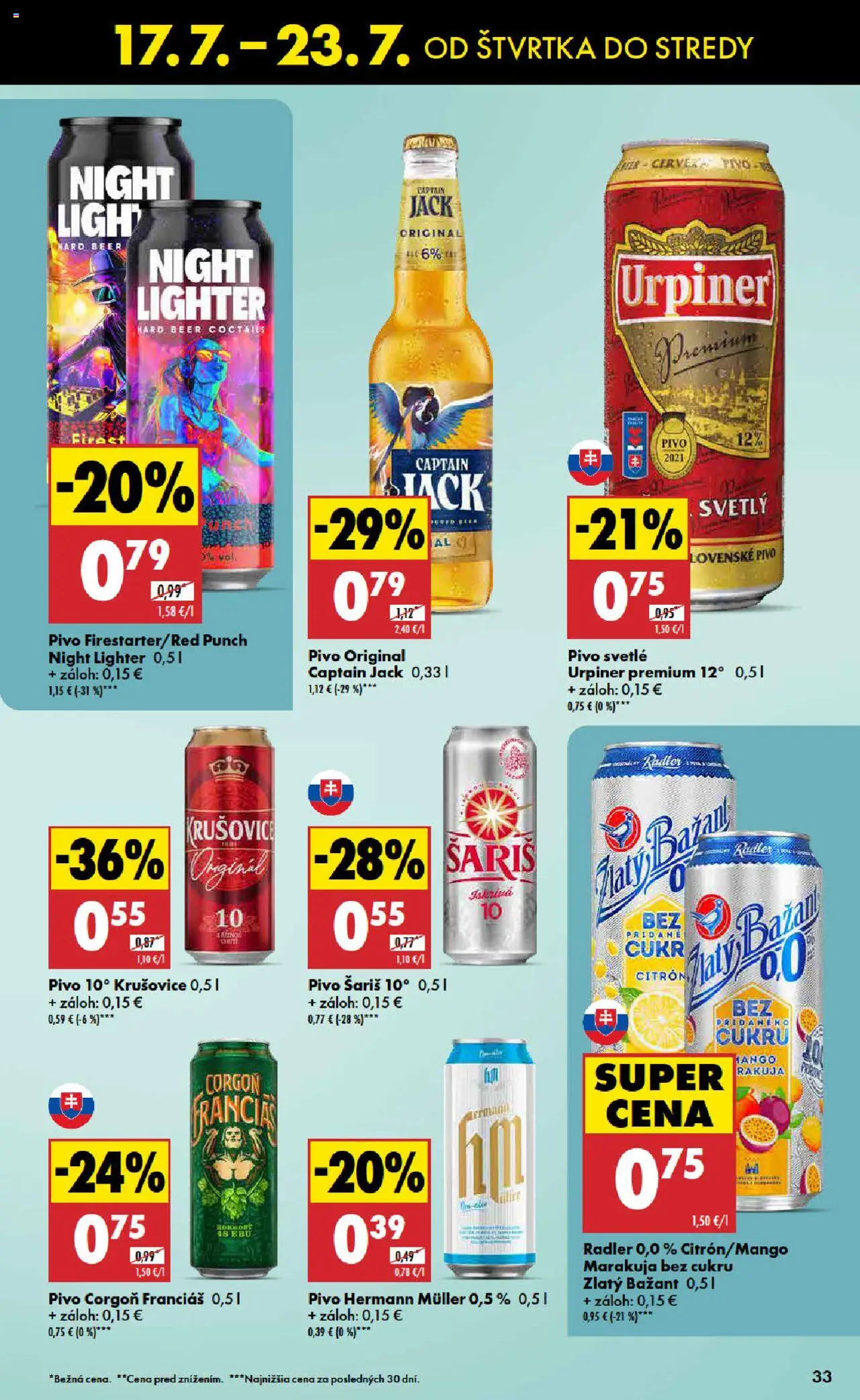 Biedronka leták │ platný od 17.07.2025 | Strana: 33 | Produkty: Radler, Krušovice, Corgoň, Urpiner
