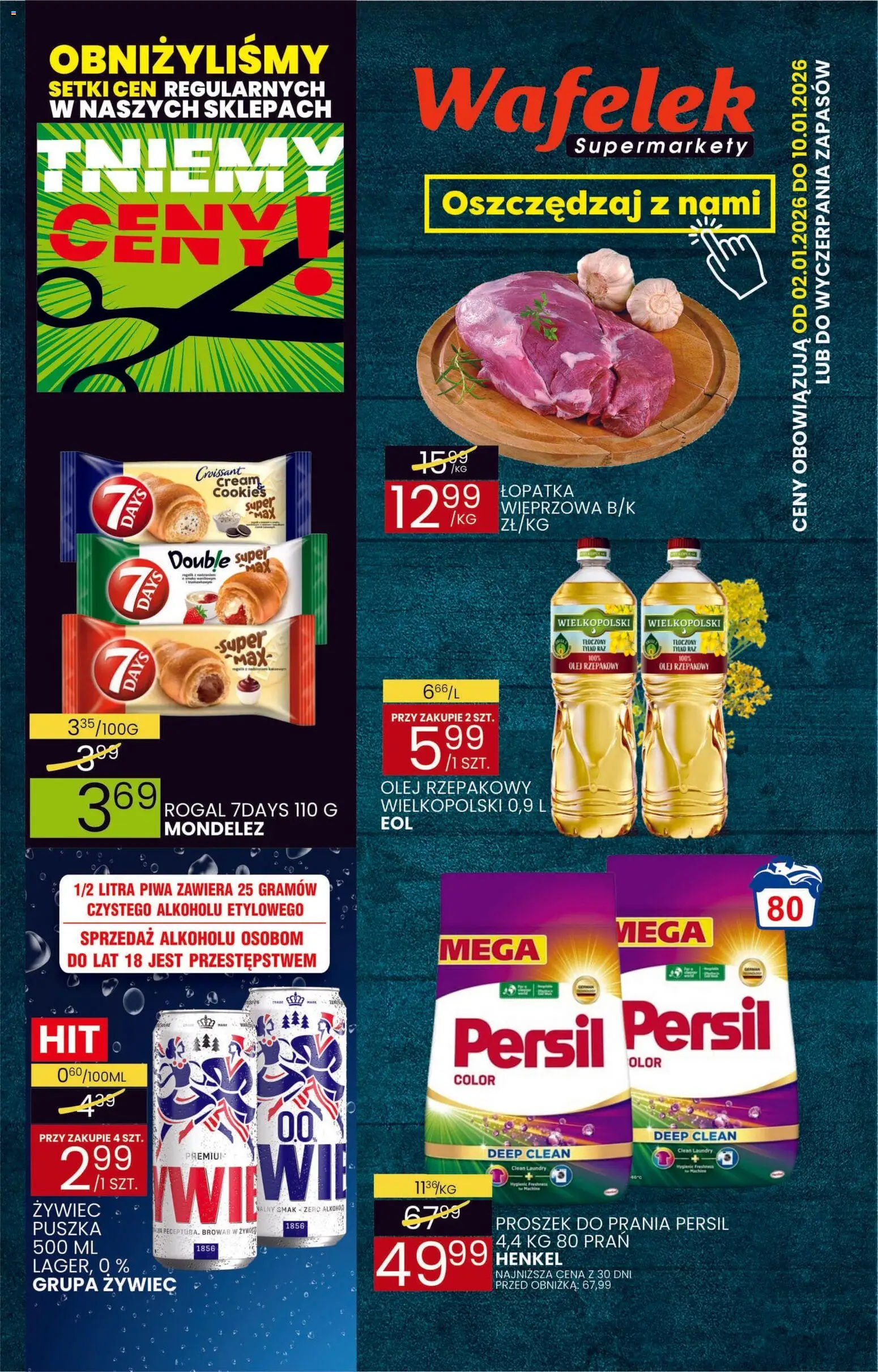 Wafelek Gazetka od 02.01.2026 | Strona: 1 | Produkty: Persil, Olej, Proszek do prania, Proszek do prania Persil