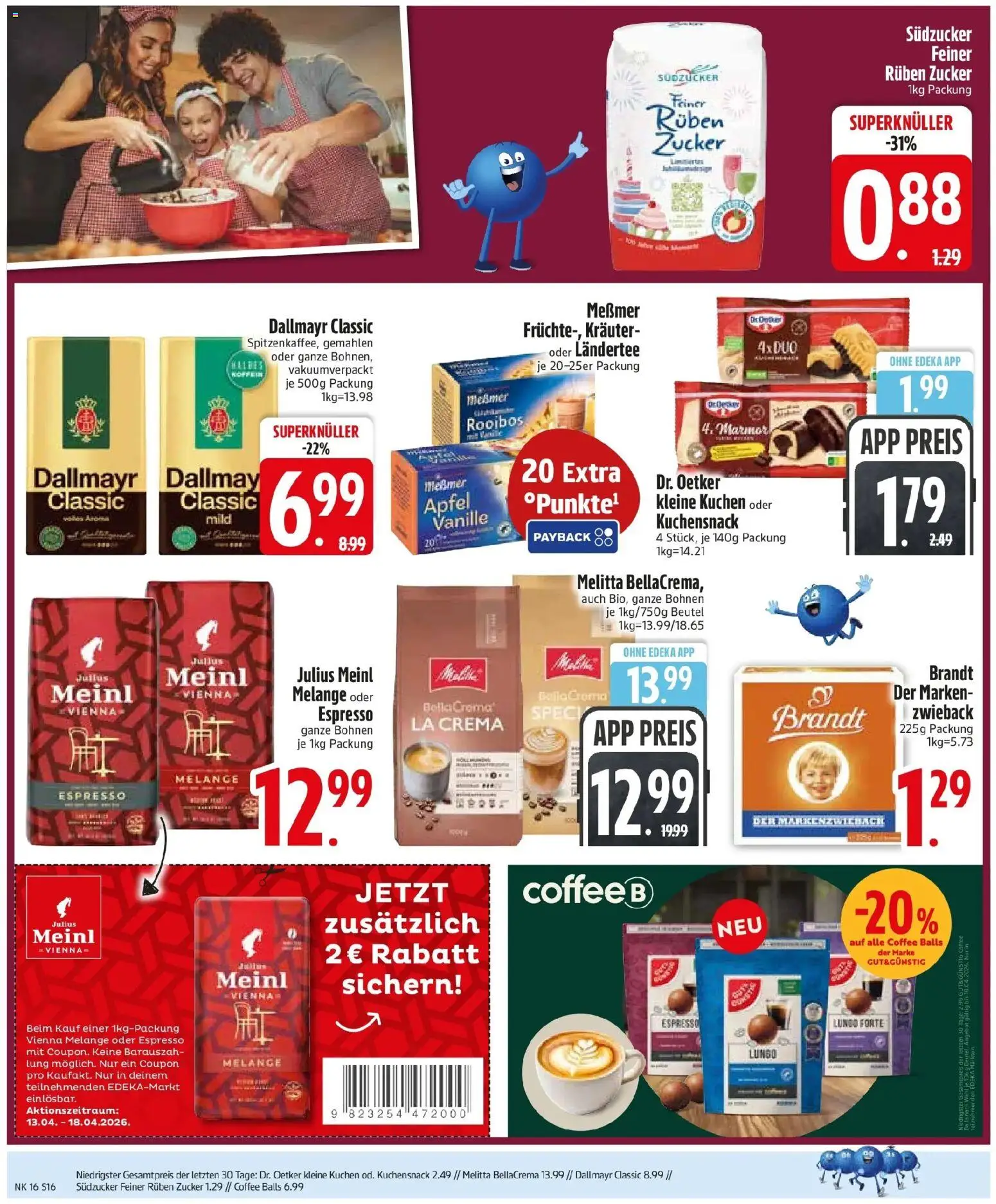Edeka prospekt Altomünster	 – gültig ab 13.04.2026 | Seite: 18 | Produkte: Melitta, Äpfel, Dallmayr, Zucker